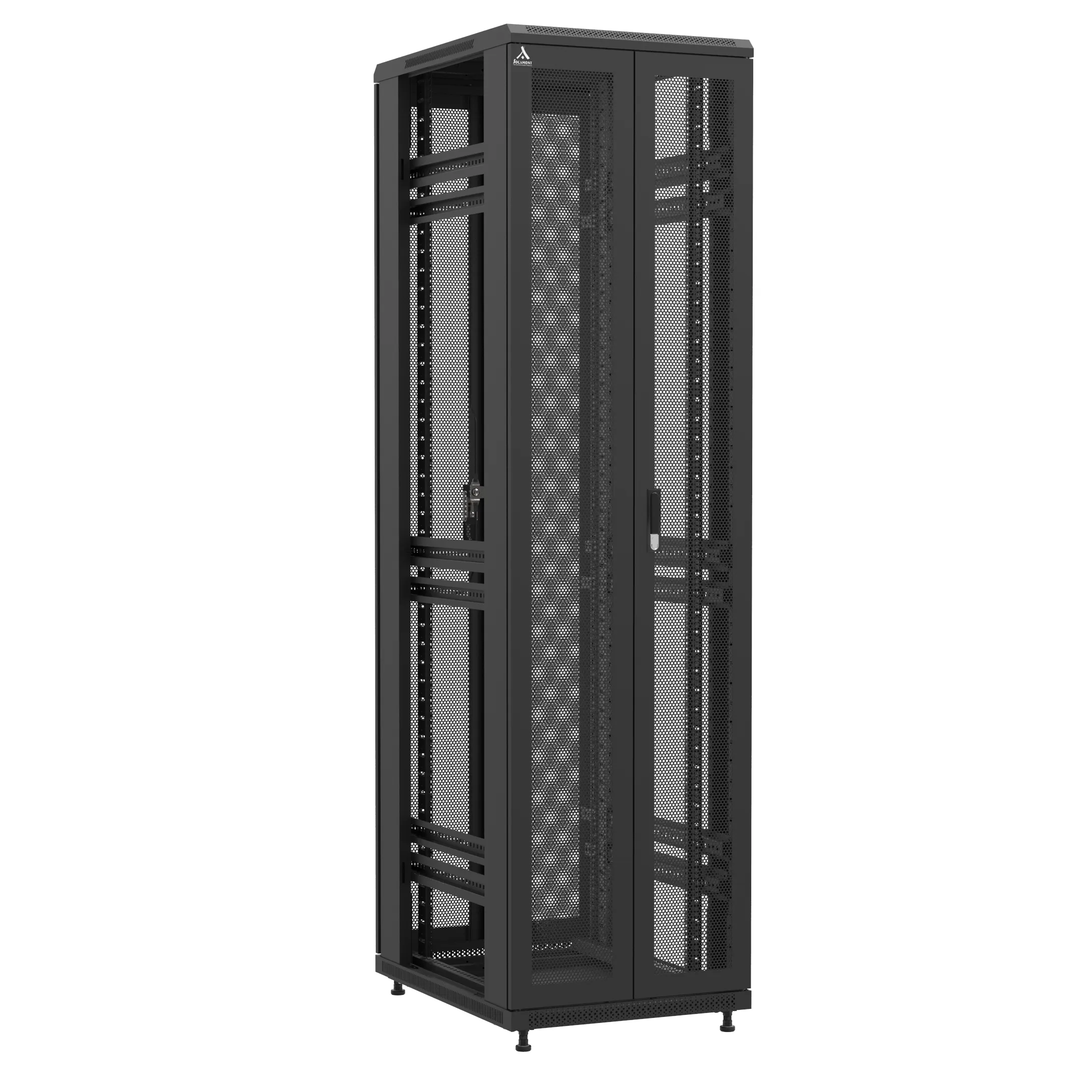 Baie en kit Ligne 1200 47U 600x800mm, porte avant : Double Nid d'Abeille, porte arrière : Double Nid d'Abeille, sans panneaux latéraux