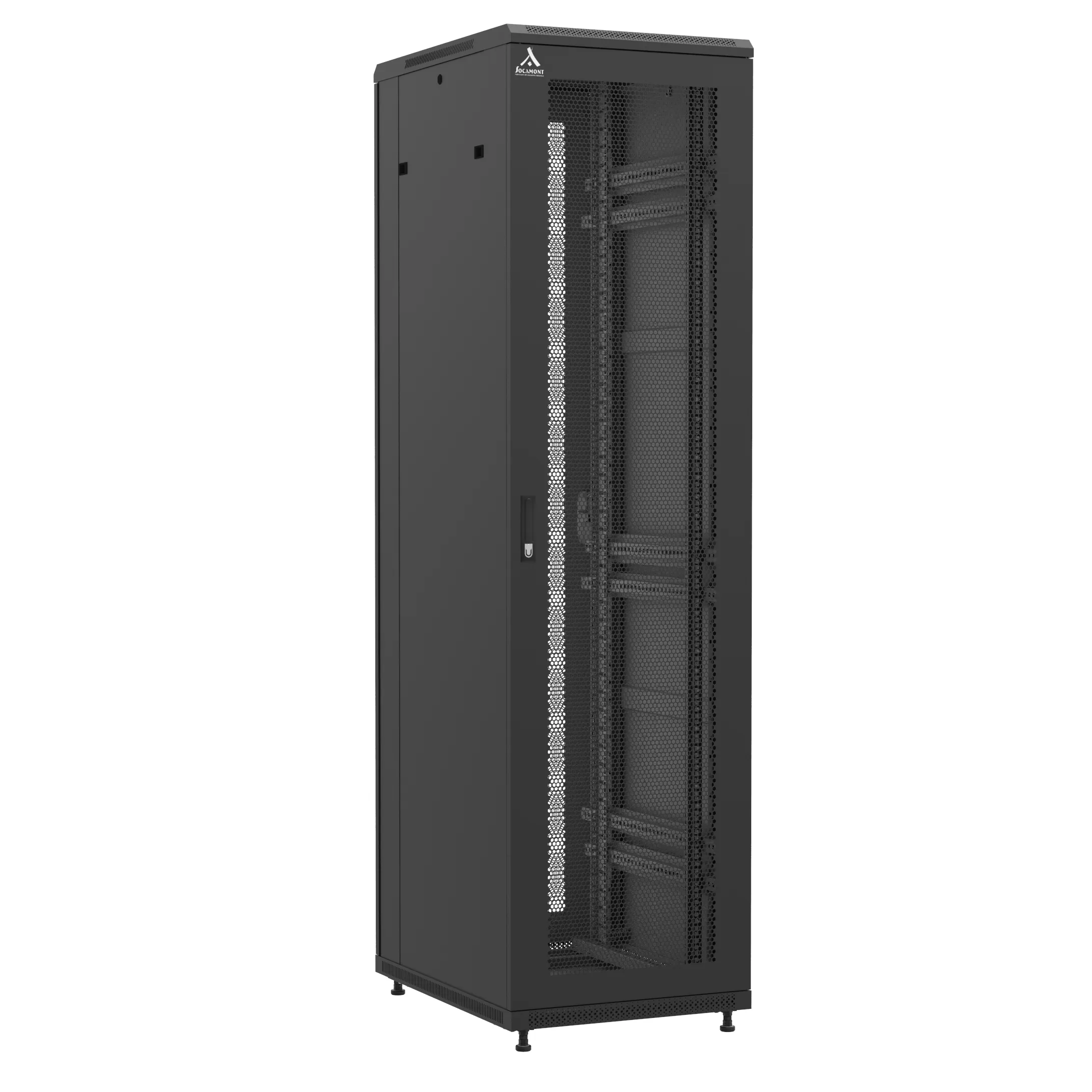 Baie en kit Ligne 1200 47U 600x800mm, porte avant : Simple Nid d'Abeille, porte arrière : Simple Nid d'Abeille, avec panneaux latéraux