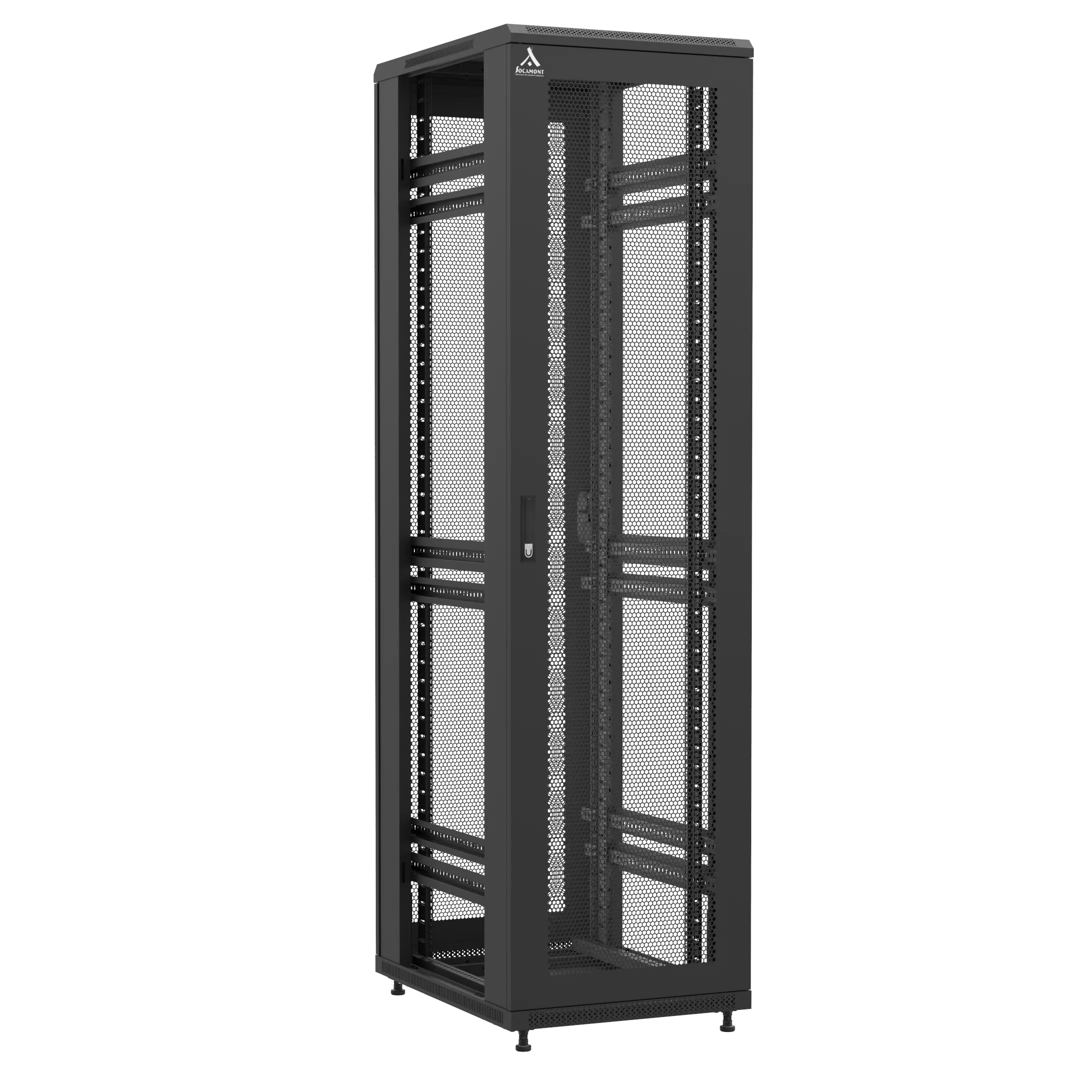 Baie en kit Ligne 1200 47U 600x800mm, porte avant : Simple Nid d'Abeille, porte arrière : Simple Nid d'Abeille, sans panneaux latéraux