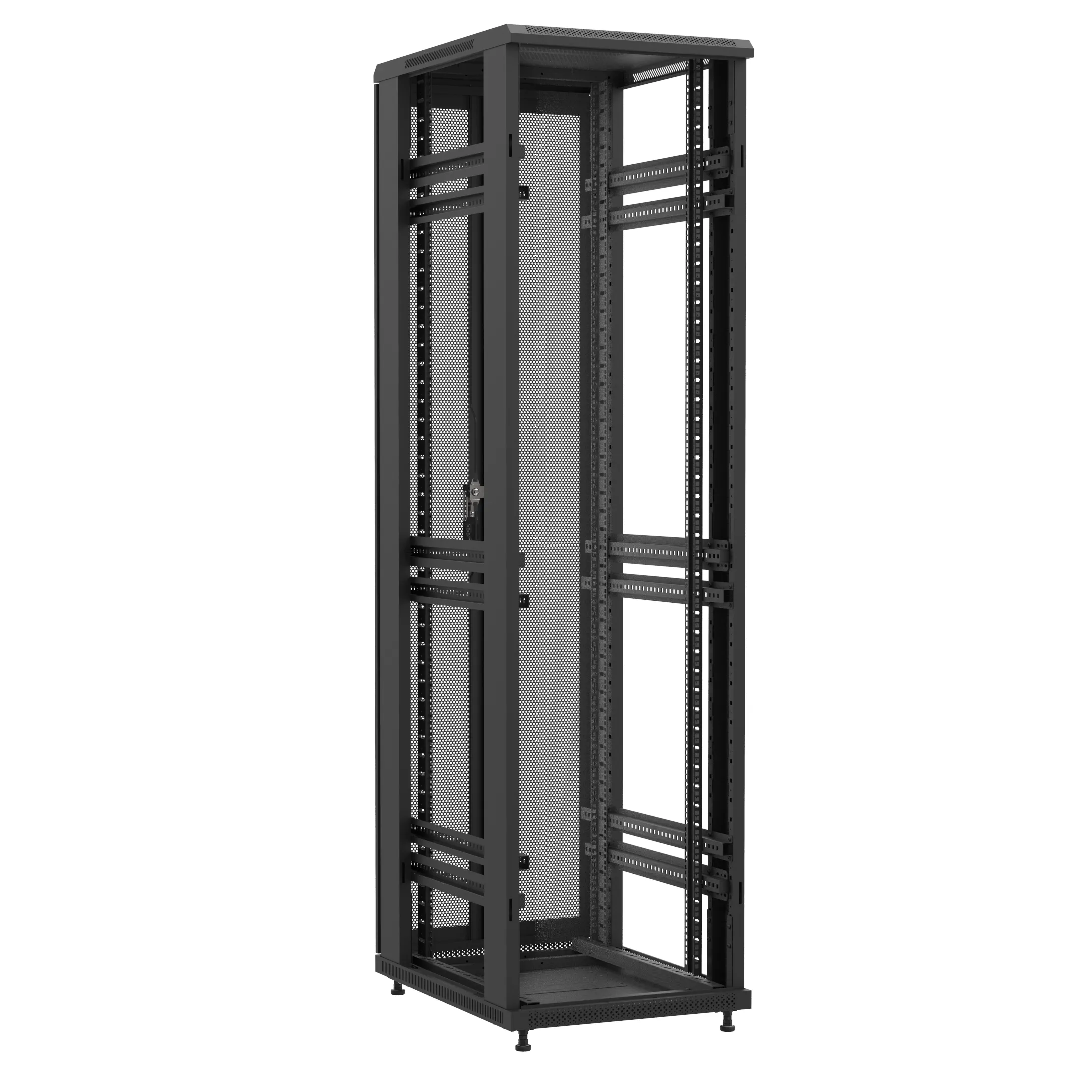 Baie en kit Ligne 1200 47U 600x800mm, porte avant : Sans Porte, porte arrière : Double Nid d'Abeille, sans panneaux latéraux