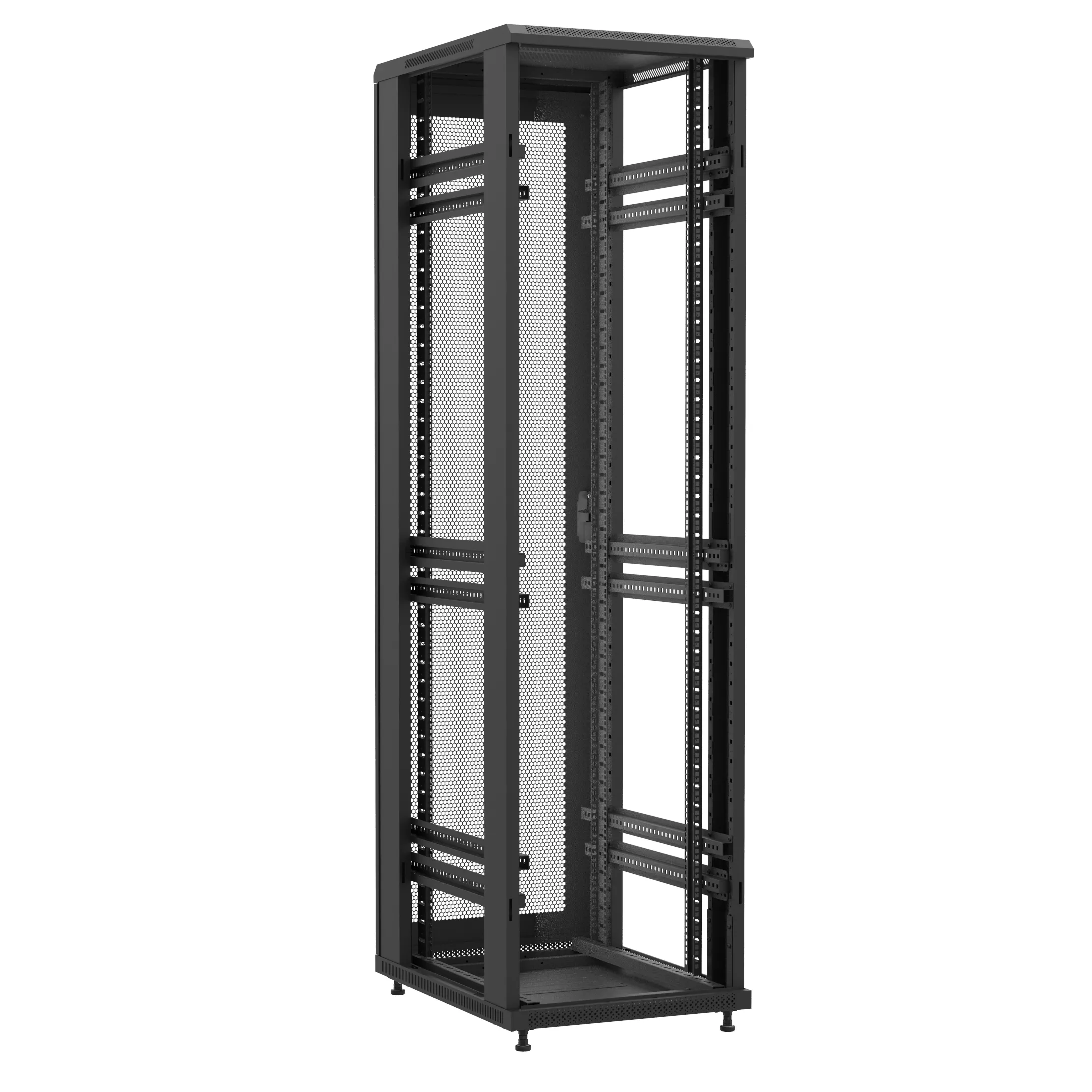 Baie en kit Ligne 1200 47U 600x800mm, porte avant : Sans Porte, porte arrière : Simple Nid d'Abeille, sans panneaux latéraux