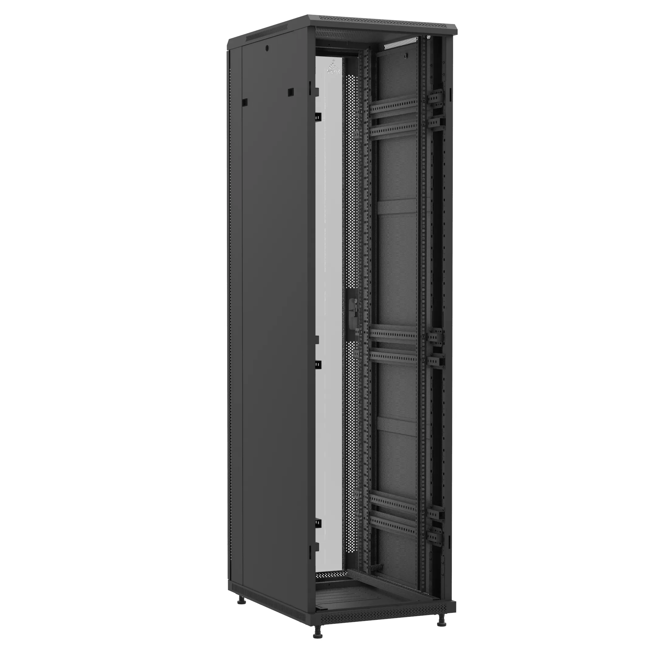 Baie en kit Ligne 1200 47U 600x800mm, porte avant : Sans Porte, porte arrière : Simple Verre, avec panneaux latéraux