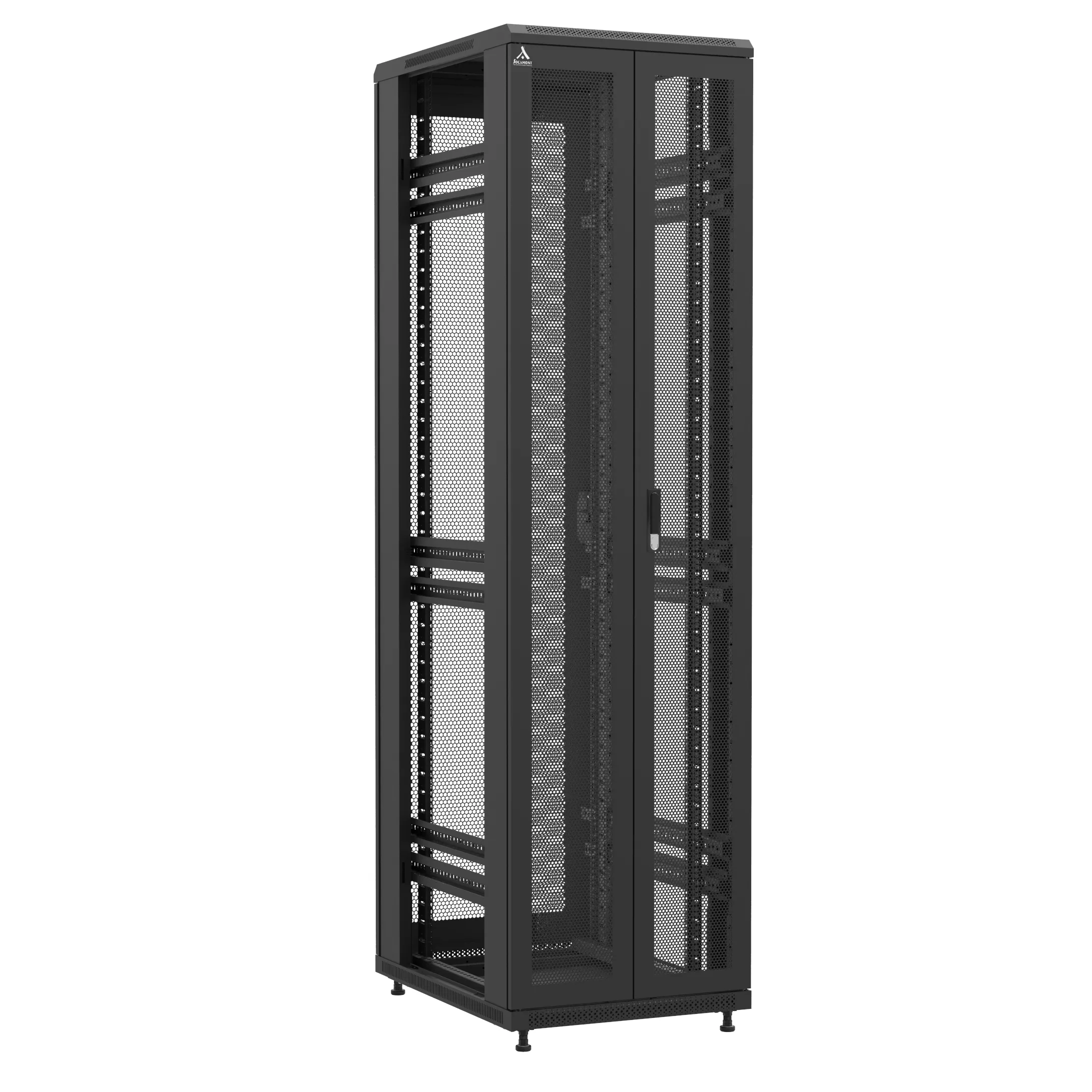 Baie montée Ligne 1200 47U 600x800mm, porte avant : Double Nid d'Abeille, porte arrière : Simple Nid d'Abeille, sans panneaux latéraux