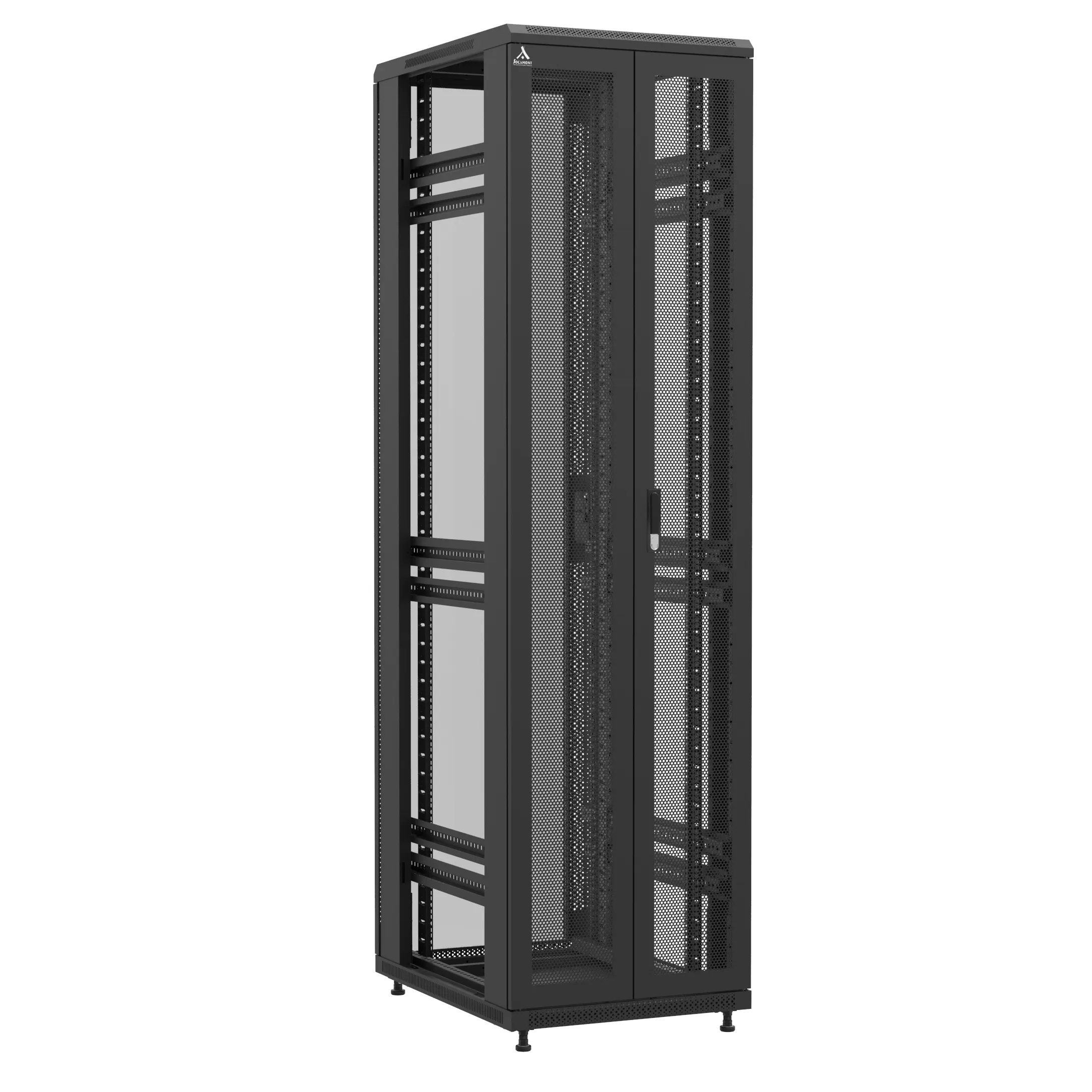 Baie montée Ligne 1200 47U 600x800mm, porte avant : Double Nid d'Abeille, porte arrière : Simple Verre, sans panneaux latéraux