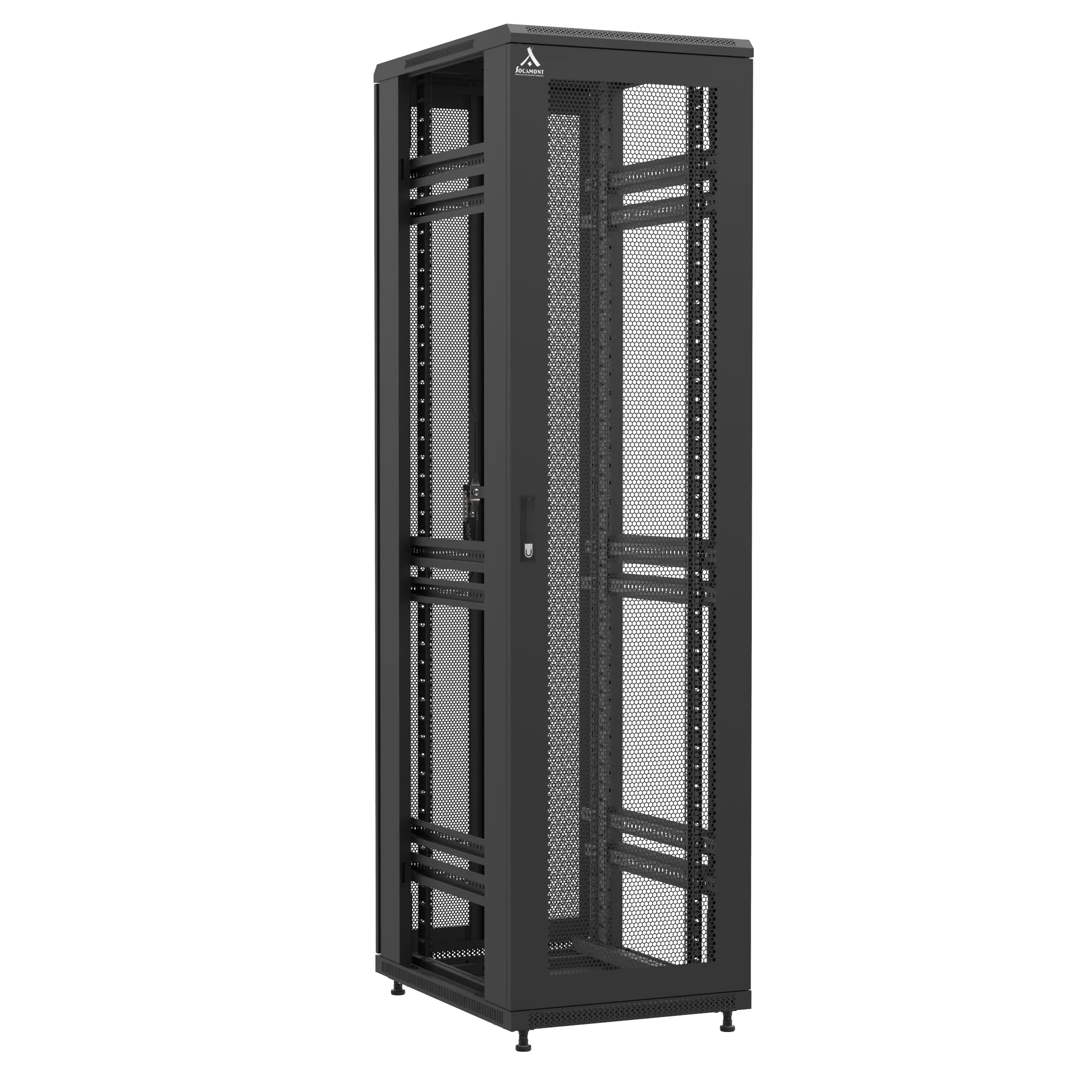 Baie montée Ligne 1200 47U 600x800mm, porte avant : Simple Nid d'Abeille, porte arrière : Double Nid d'Abeille, sans panneaux latéraux