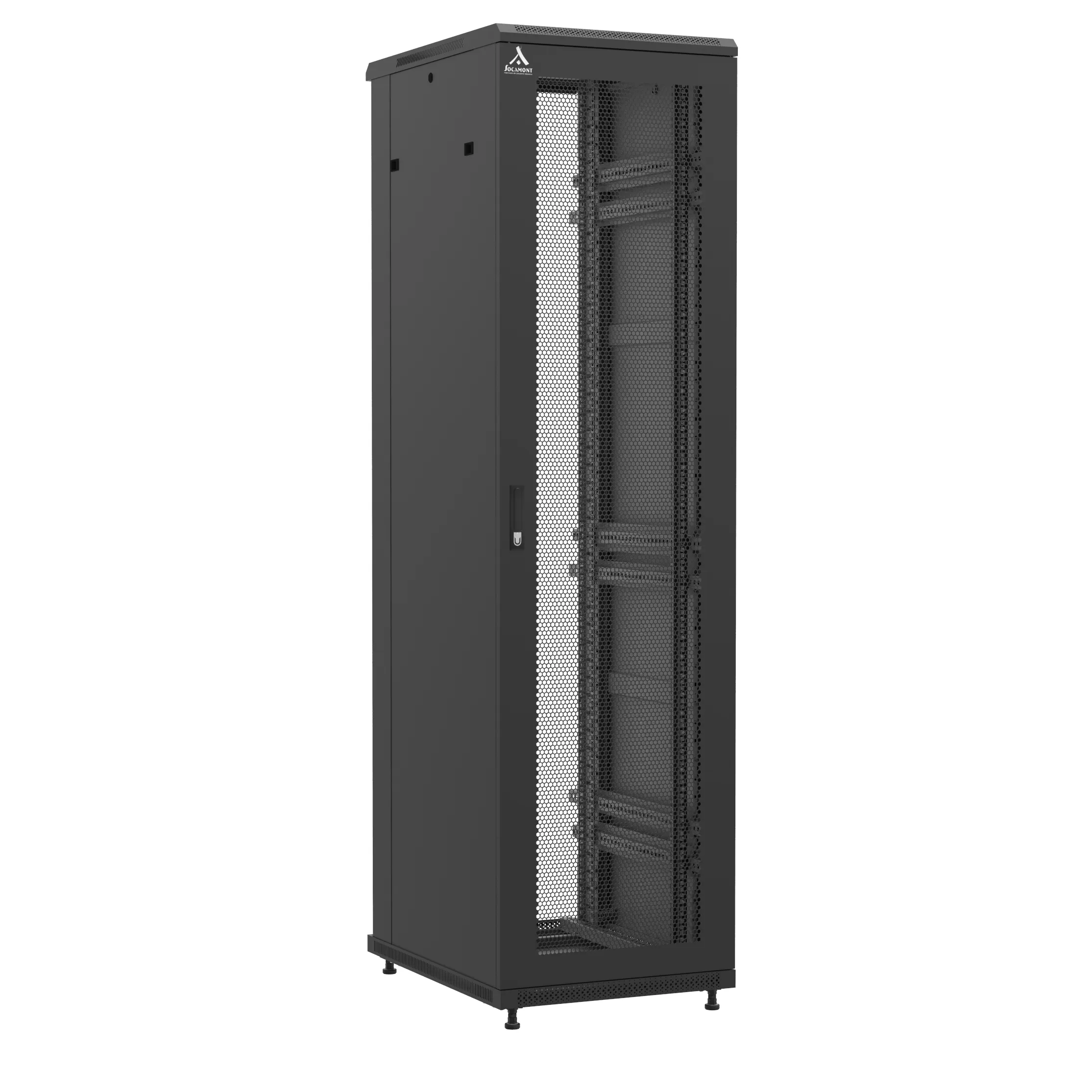 Baie montée Ligne 1200 47U 600x800mm, porte avant : Simple Nid d'Abeille, porte arrière : Sans Porte, avec panneaux latéraux