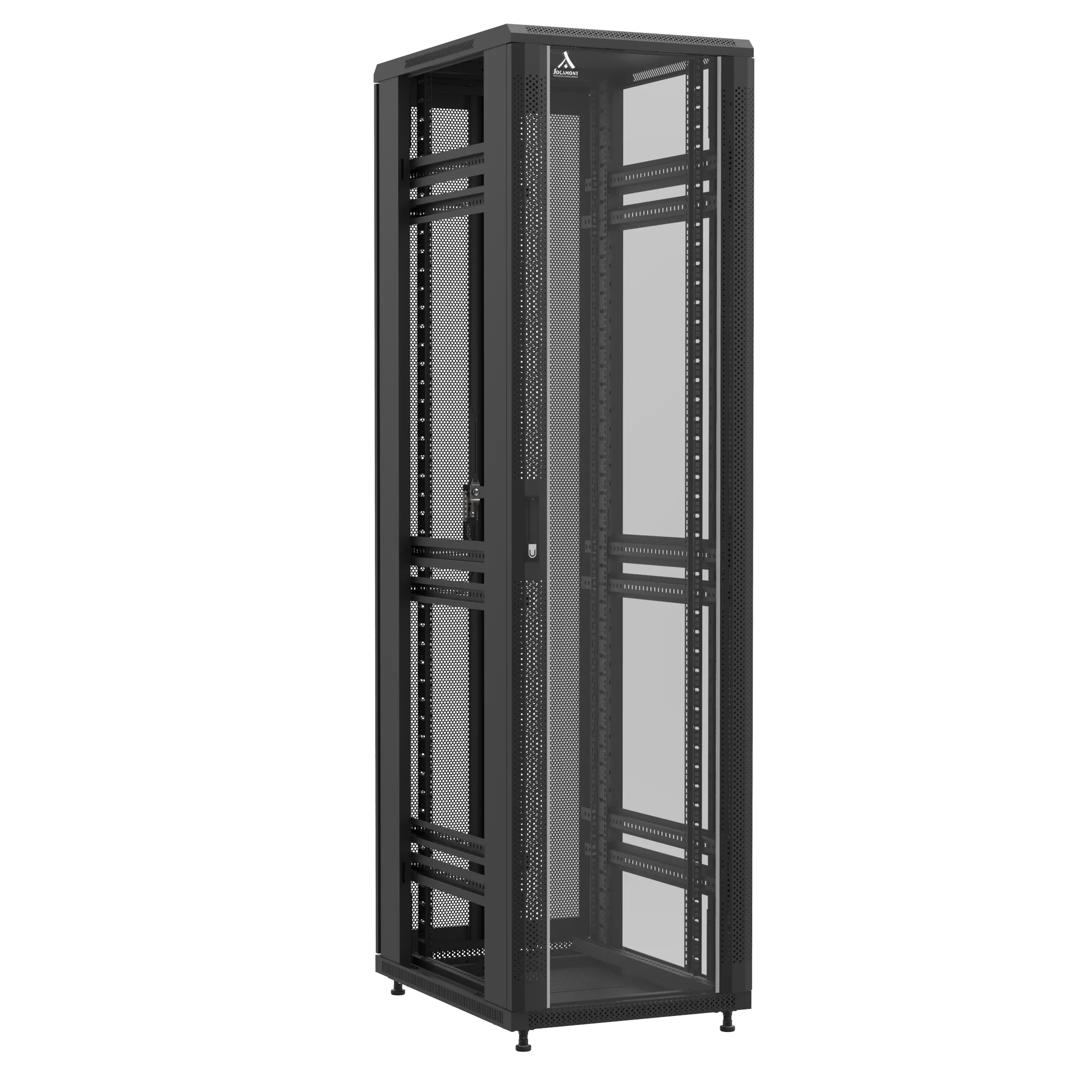 Baie montée Ligne 1200 47U 600x800mm, porte avant : Simple Verre, porte arrière : Double Nid d'Abeille, sans panneaux latéraux