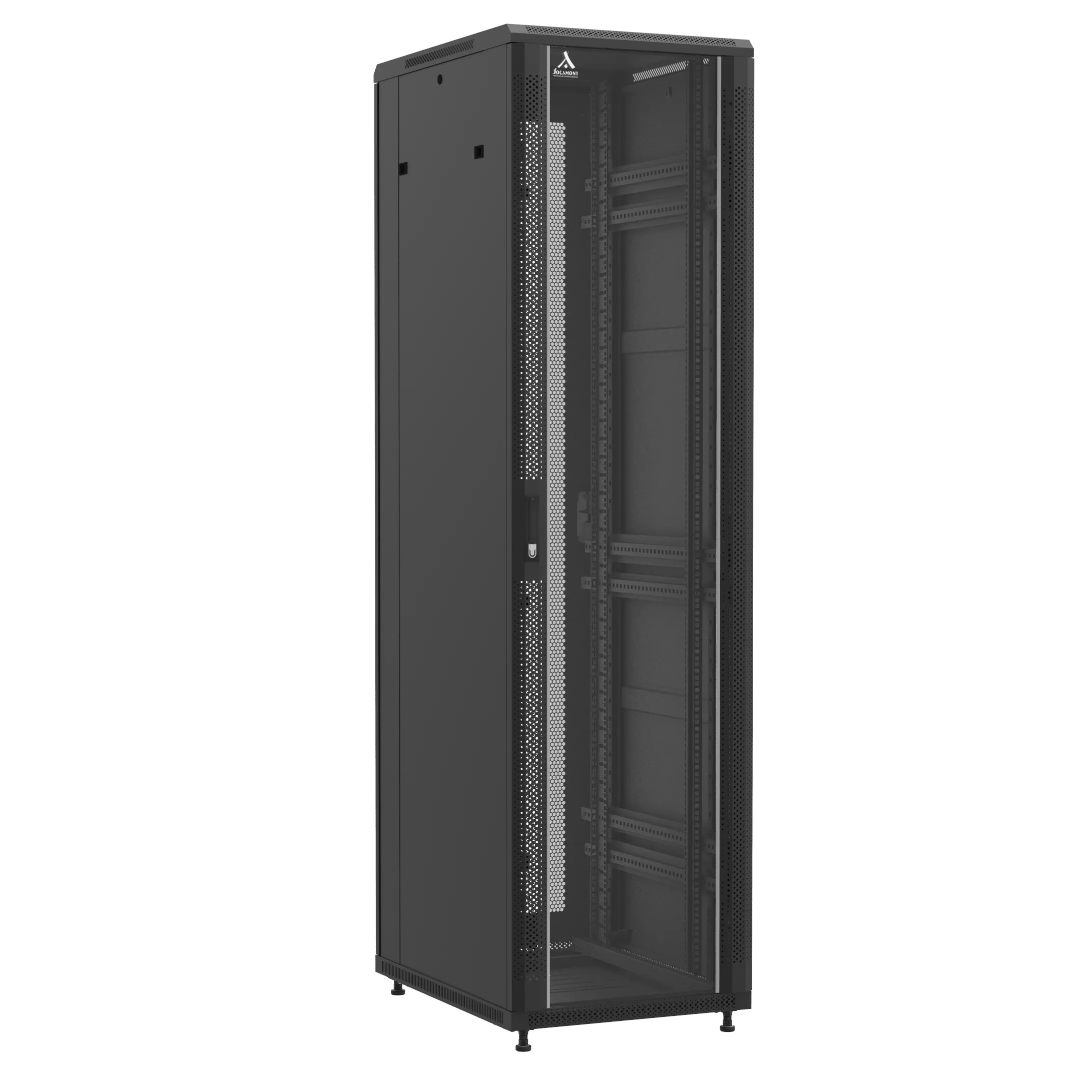 Baie montée Ligne 1200 47U 600x800mm, porte avant : Simple Verre, porte arrière : Simple Nid d'Abeille, avec panneaux latéraux (72013)