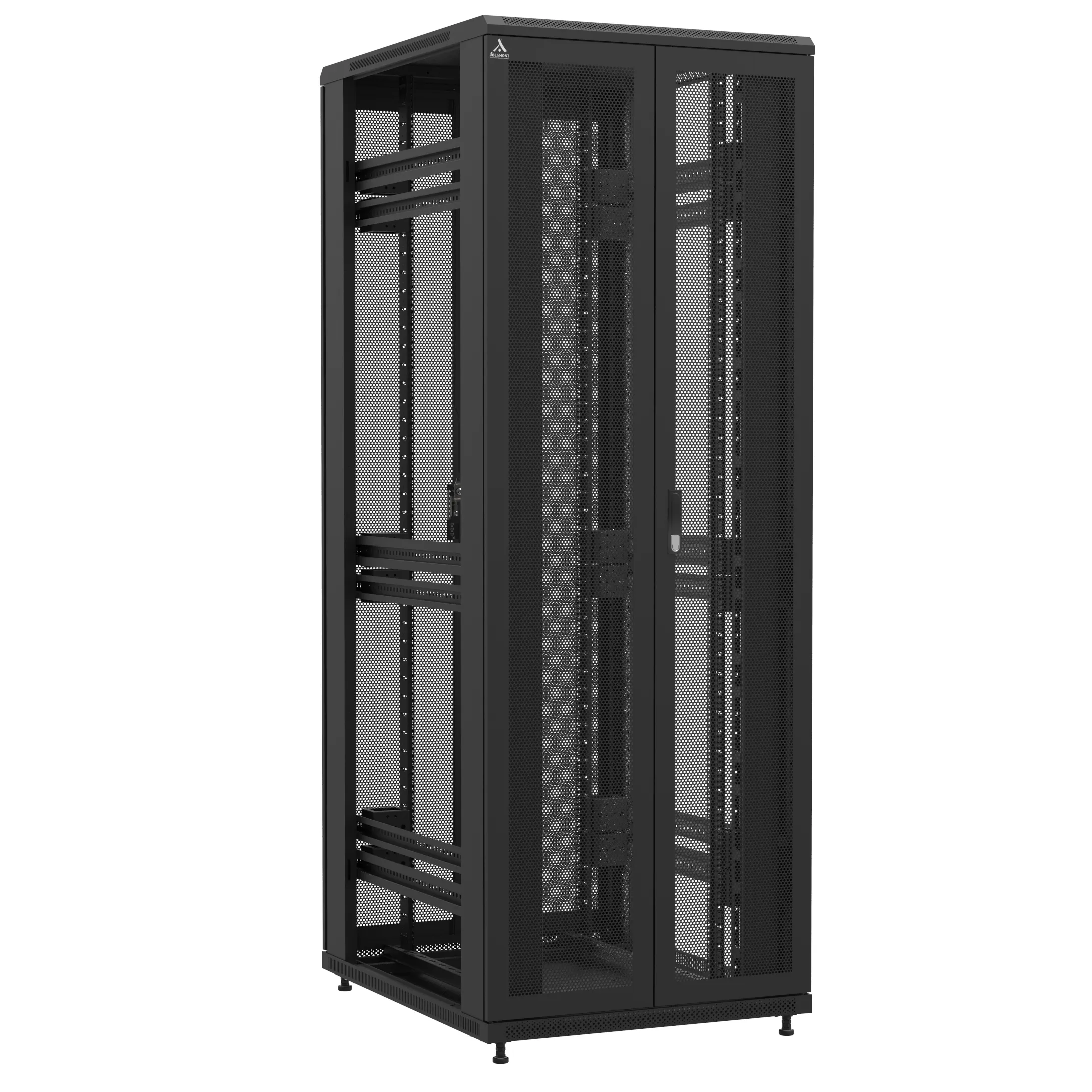 Baie en kit Ligne 1200 47U 800x1000mm, porte avant : Double Nid d'Abeille, porte arrière : Double Nid d'Abeille, sans panneaux latéraux