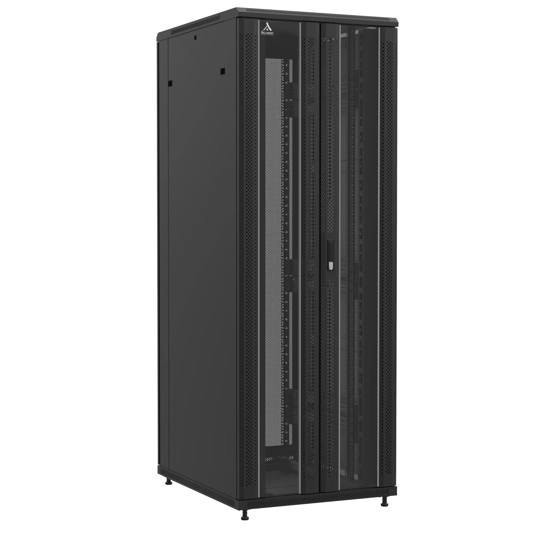 Baie en kit Ligne 1200 47U 800x1000mm, porte avant : Double Verre, porte arrière : Double Nid d'Abeille, avec panneaux latéraux