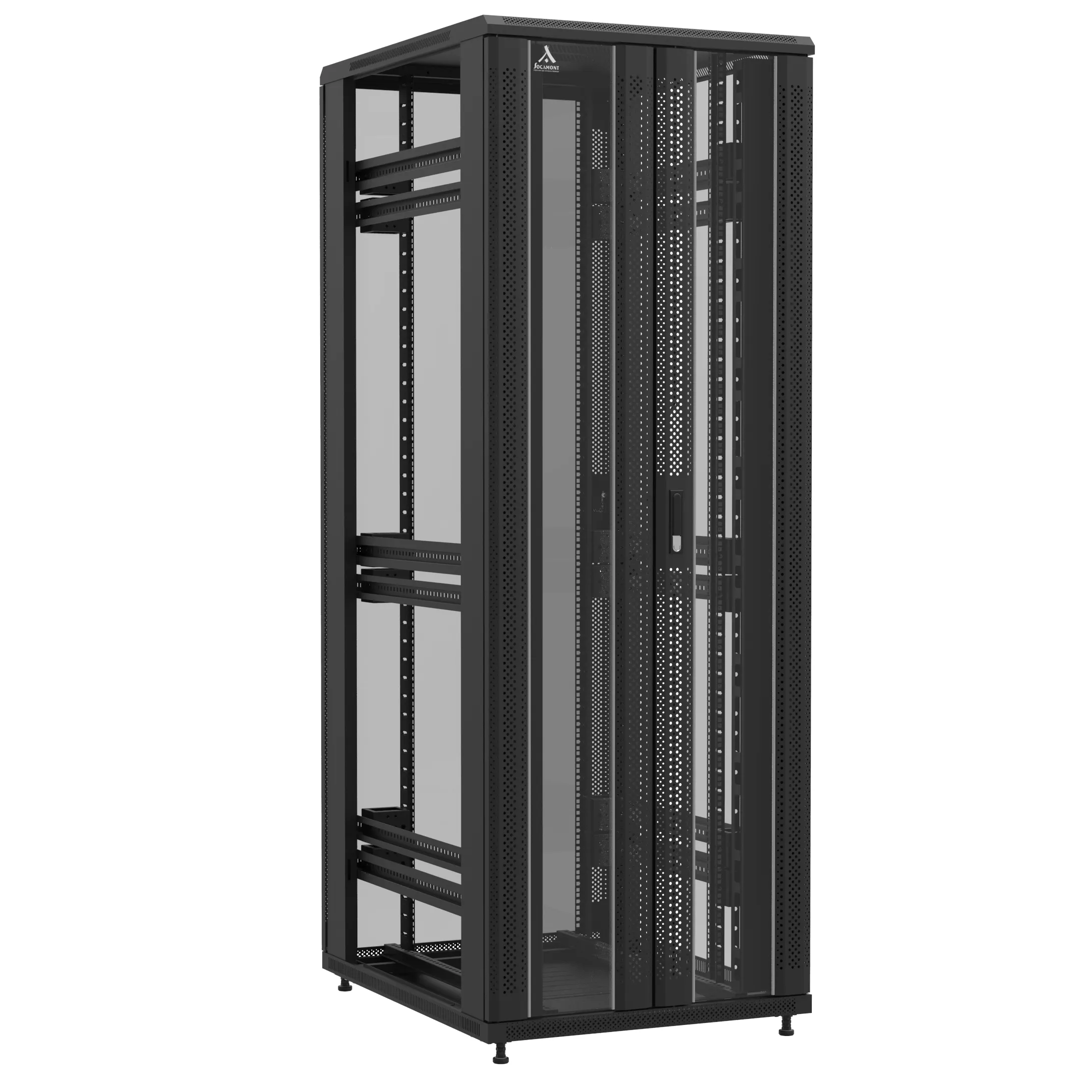 Baie en kit Ligne 1200 47U 800x1000mm, porte avant : Double Verre, porte arrière : Simple Verre, sans panneaux latéraux