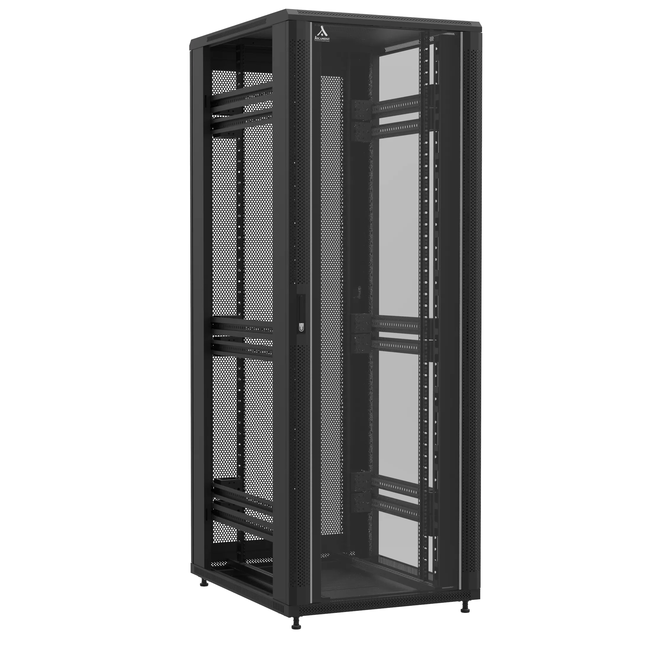 Baie en kit Ligne 1200 47U 800x1000mm, porte avant : Simple Verre, porte arrière : Simple Nid d'Abeille, sans panneaux latéraux