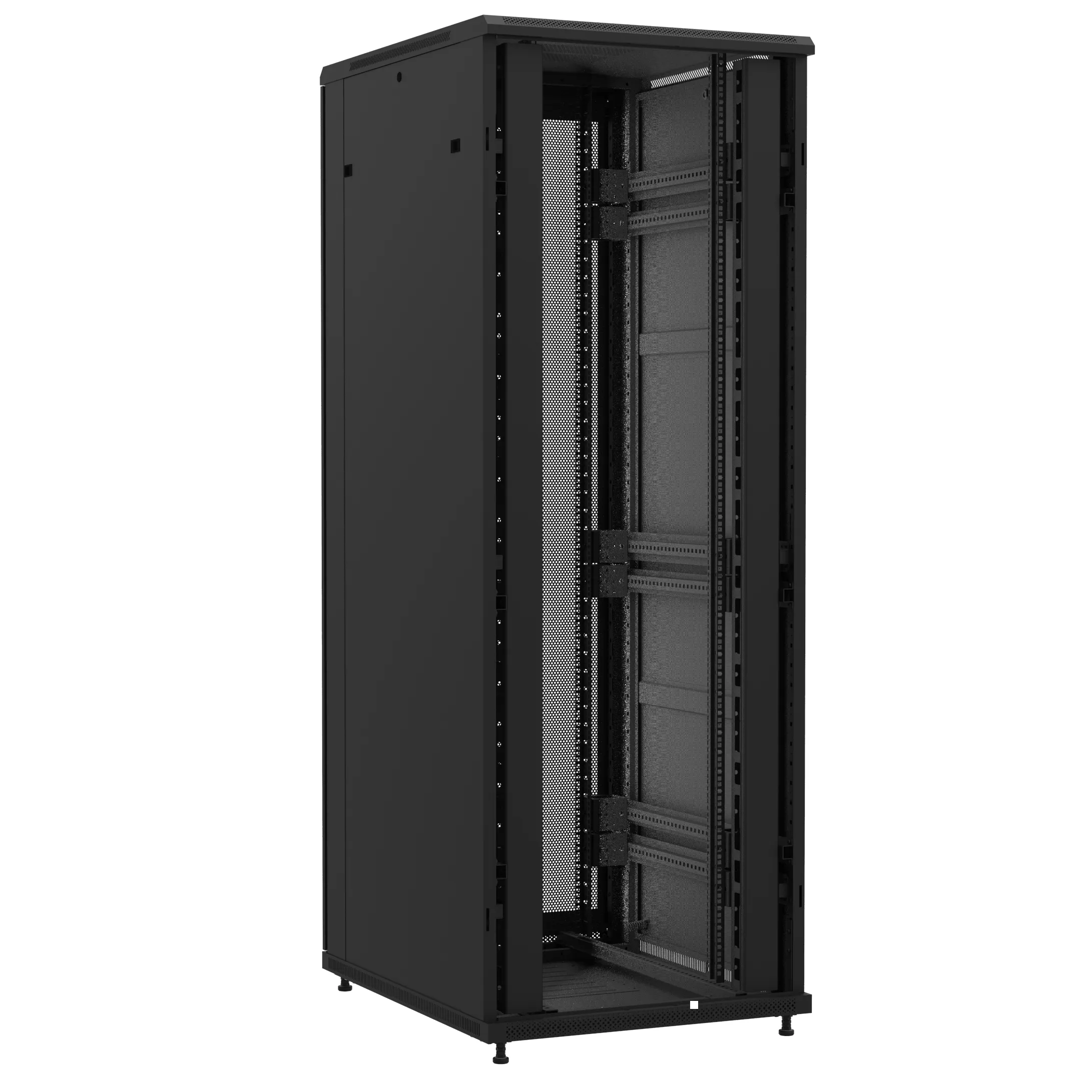 Baie en kit Ligne 1200 47U 800x1000mm, porte avant : Sans Porte, porte arrière : Double Nid d'Abeille, avec panneaux latéraux