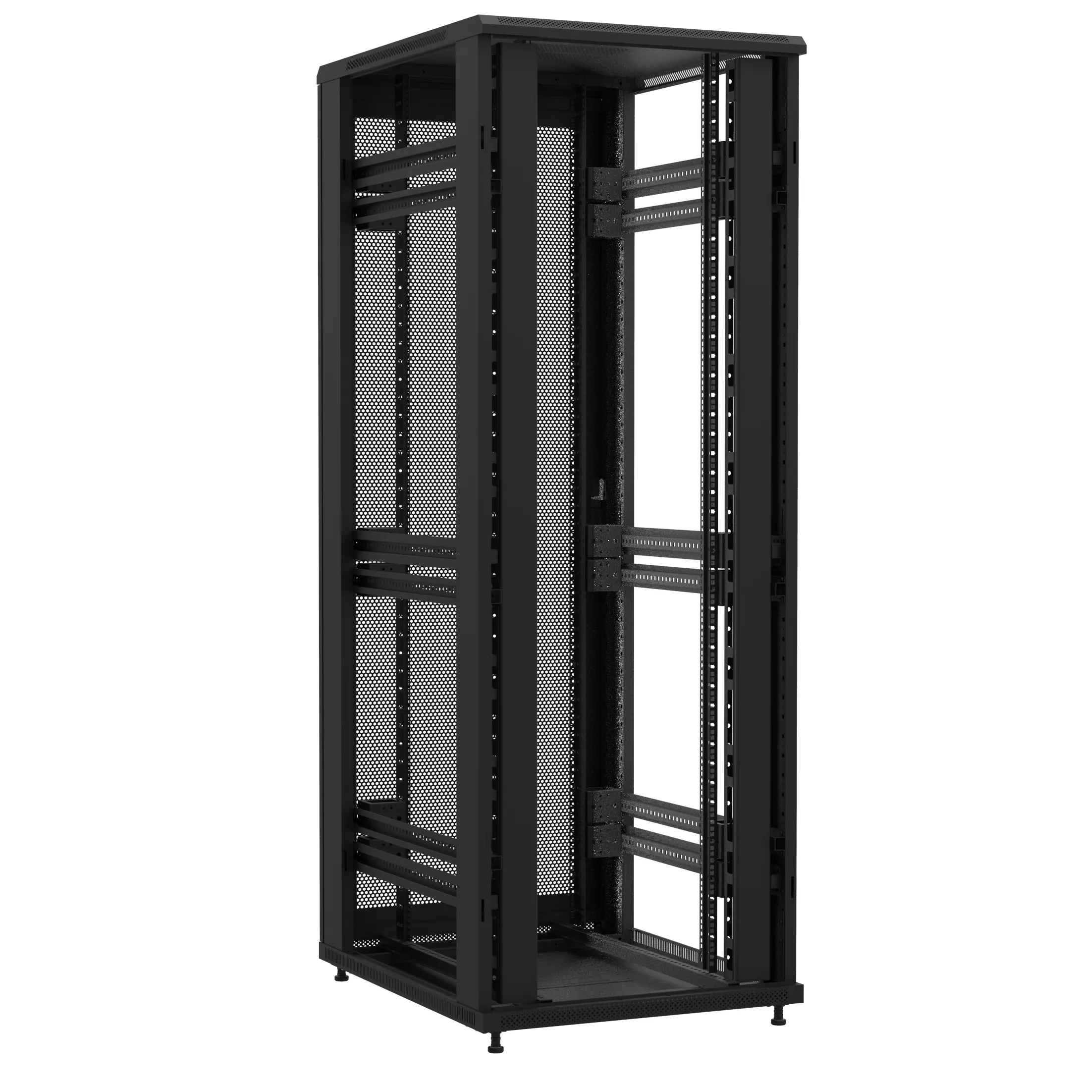 Baie en kit Ligne 1200 47U 800x1000mm, porte avant : Sans Porte, porte arrière : Simple Nid d'Abeille, sans panneaux latéraux