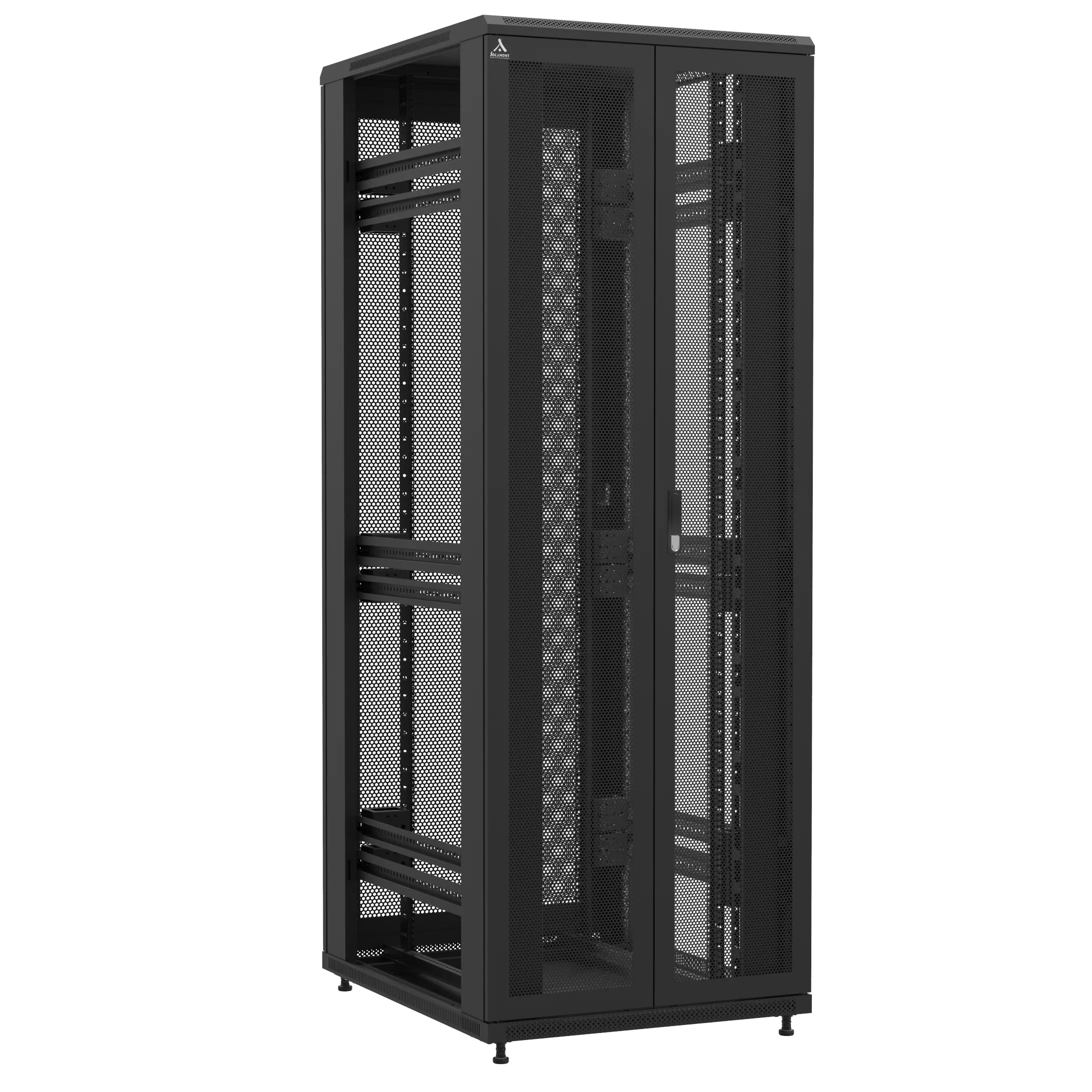Baie montée Ligne 1200 47U 800x1000mm, porte avant : Double Nid d'Abeille, porte arrière : Simple Nid d'Abeille, sans panneaux latéraux