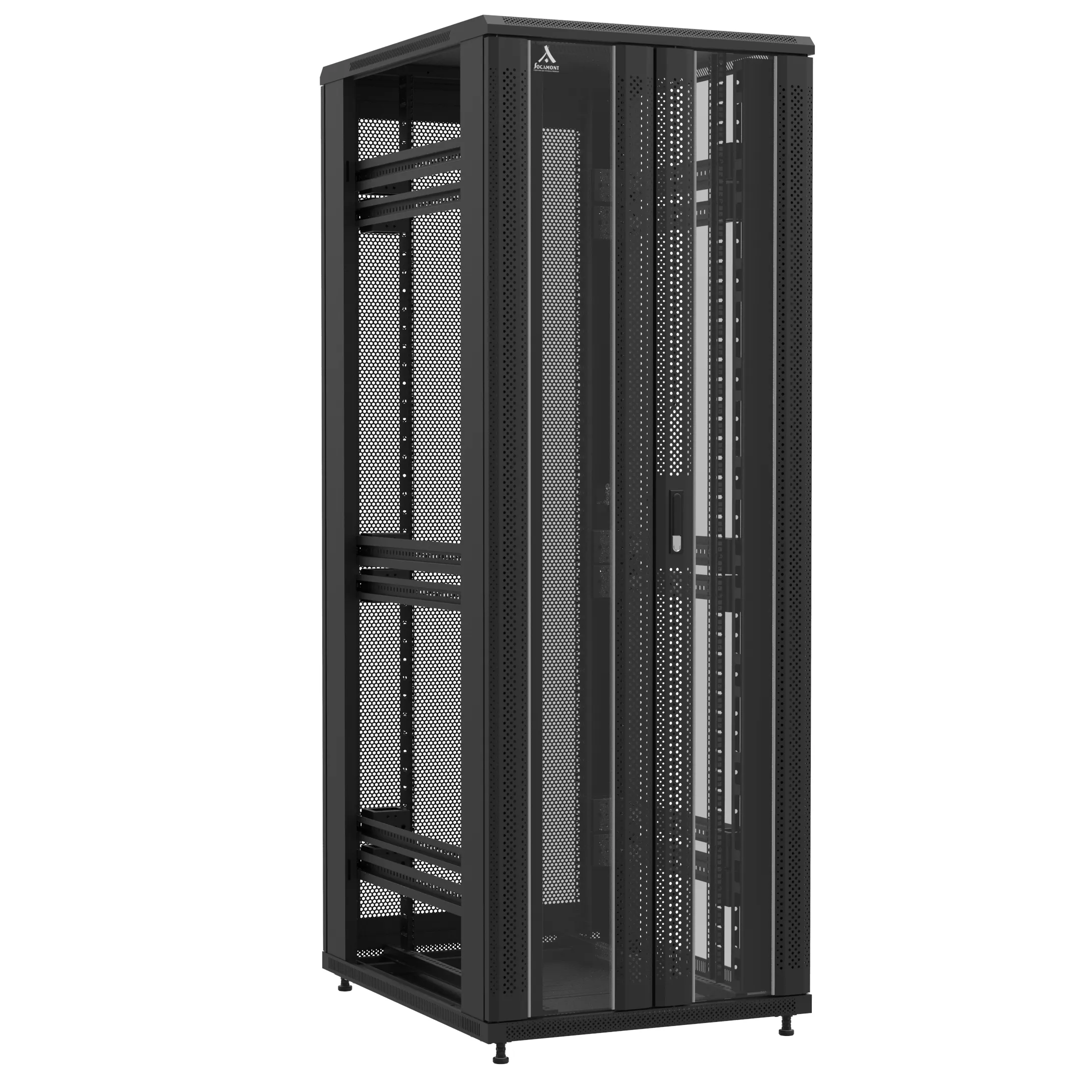 Baie montée Ligne 1200 47U 800x1000mm, porte avant : Double Verre, porte arrière : Simple Nid d'Abeille, sans panneaux latéraux
