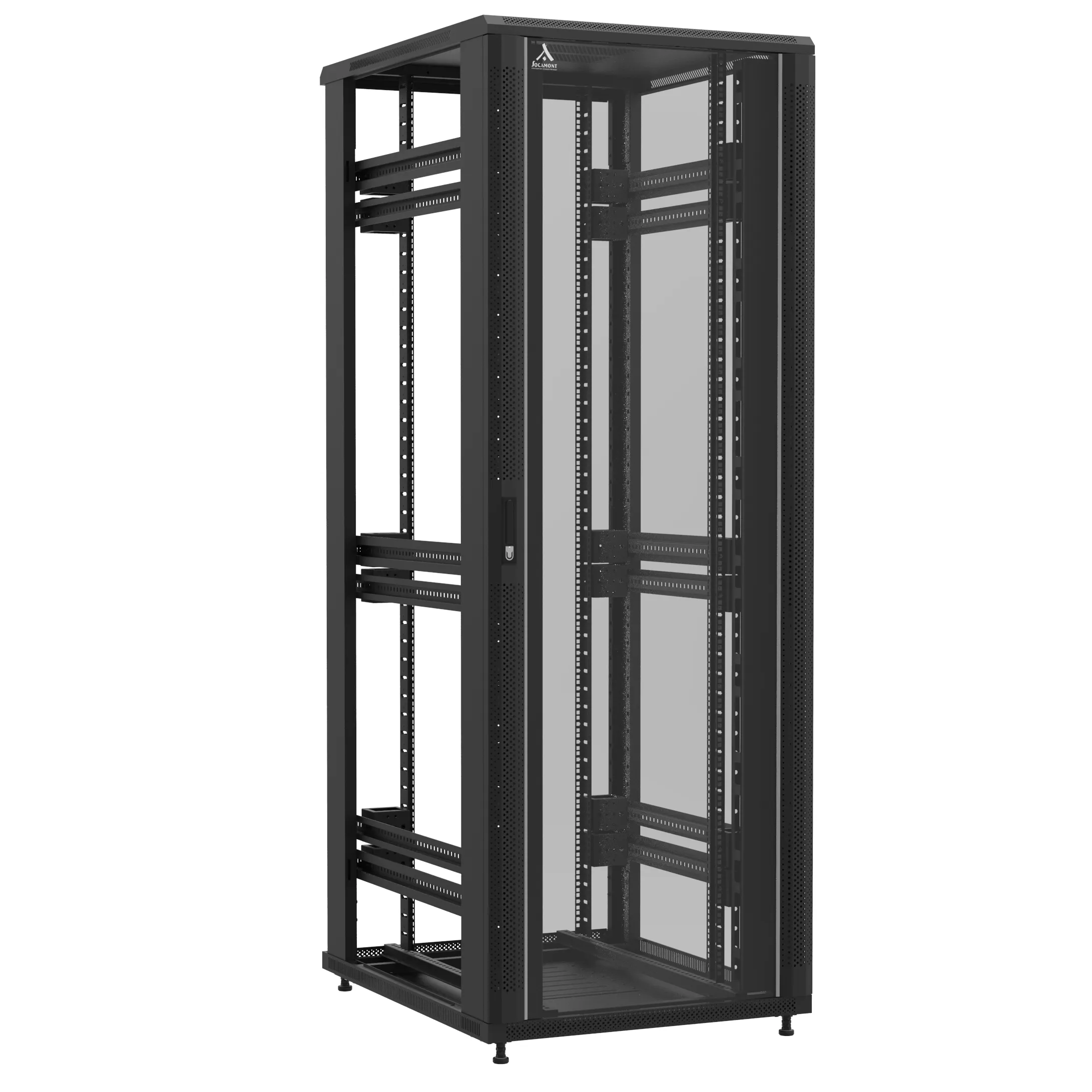 Baie montée Ligne 1200 47U 800x1000mm, porte avant : Simple Verre, porte arrière : Sans Porte, sans panneaux latéraux