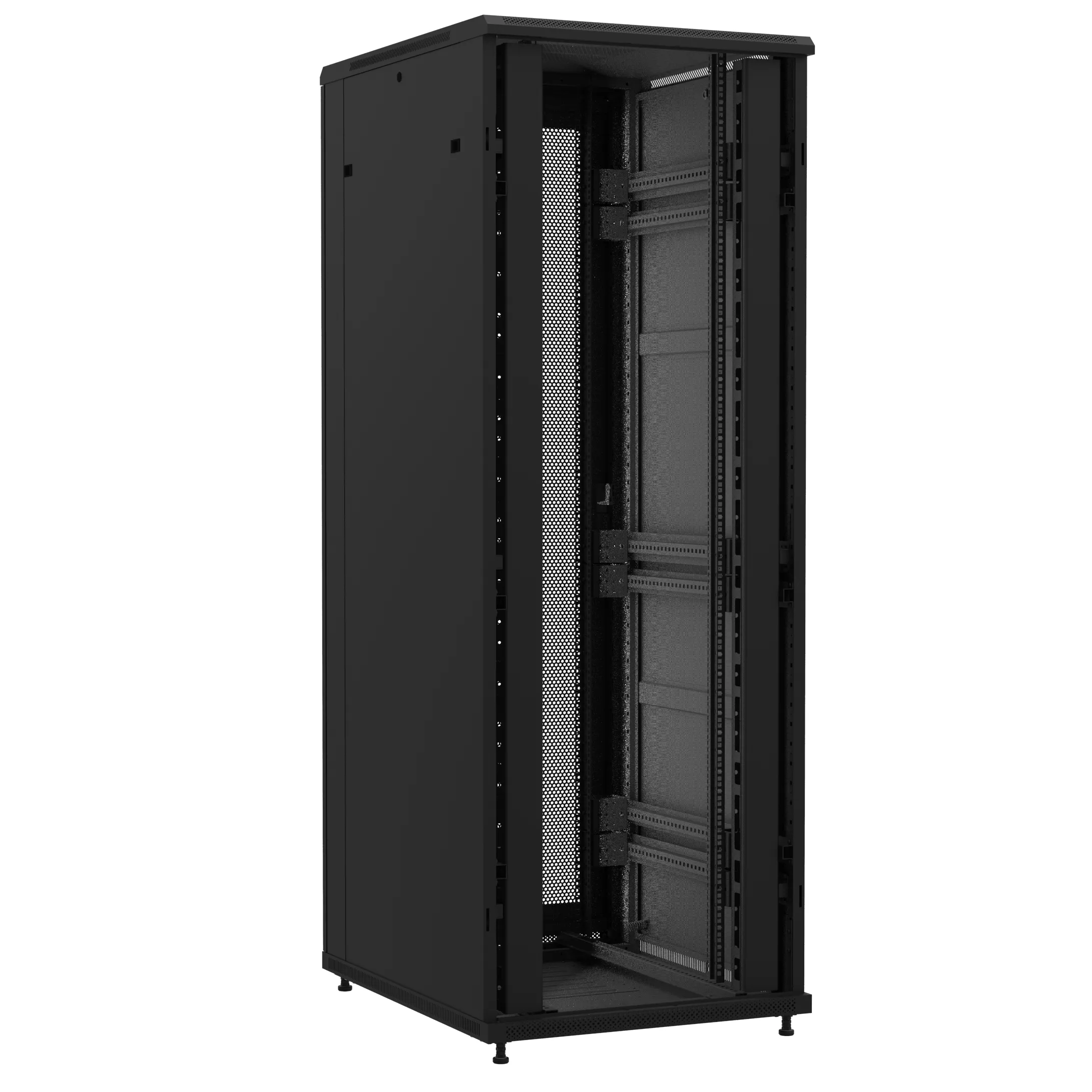 Baie montée Ligne 1200 47U 800x1000mm, porte avant : Sans Porte, porte arrière : Simple Nid d'Abeille, avec panneaux latéraux