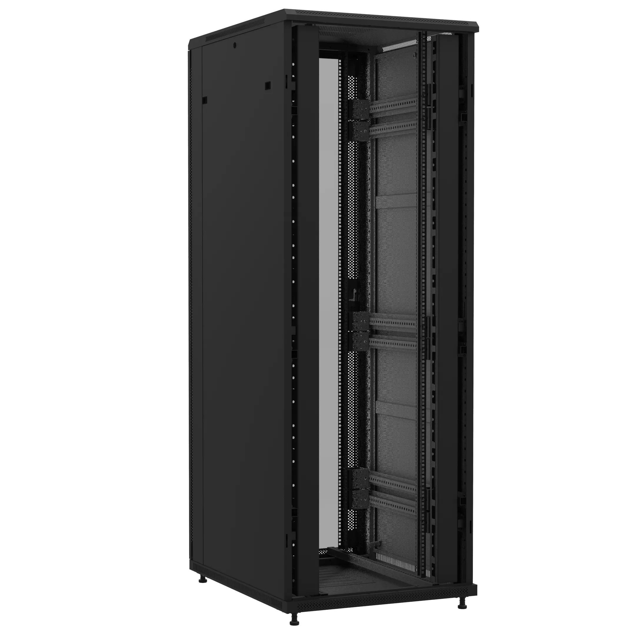 Baie montée Ligne 1200 47U 800x1000mm, porte avant : Sans Porte, porte arrière : Simple Verre, avec panneaux latéraux