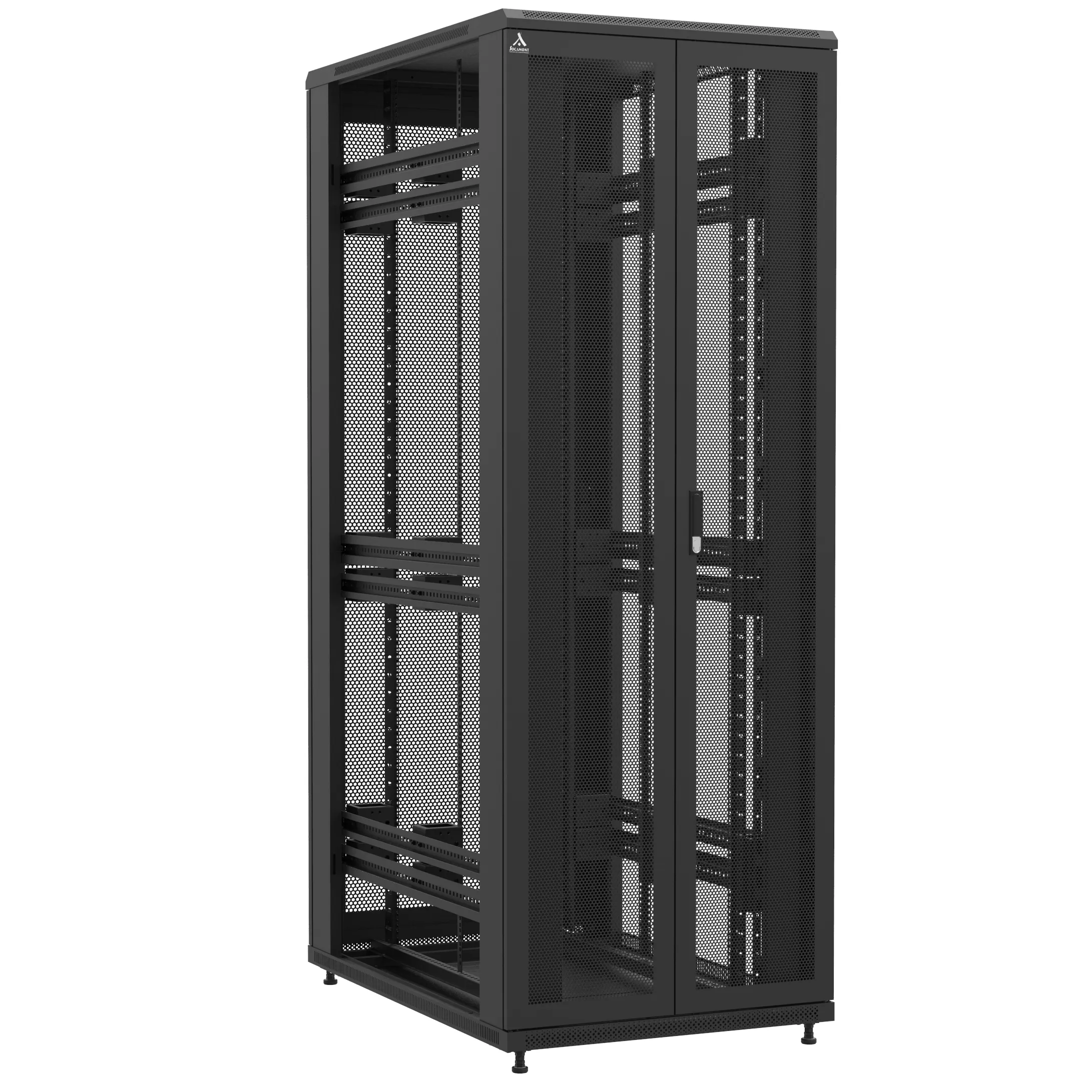 Baie en kit Ligne 1200 47U 800x1200mm, porte avant : Double Nid d'Abeille, porte arrière : Simple Nid d'Abeille, sans panneaux latéraux