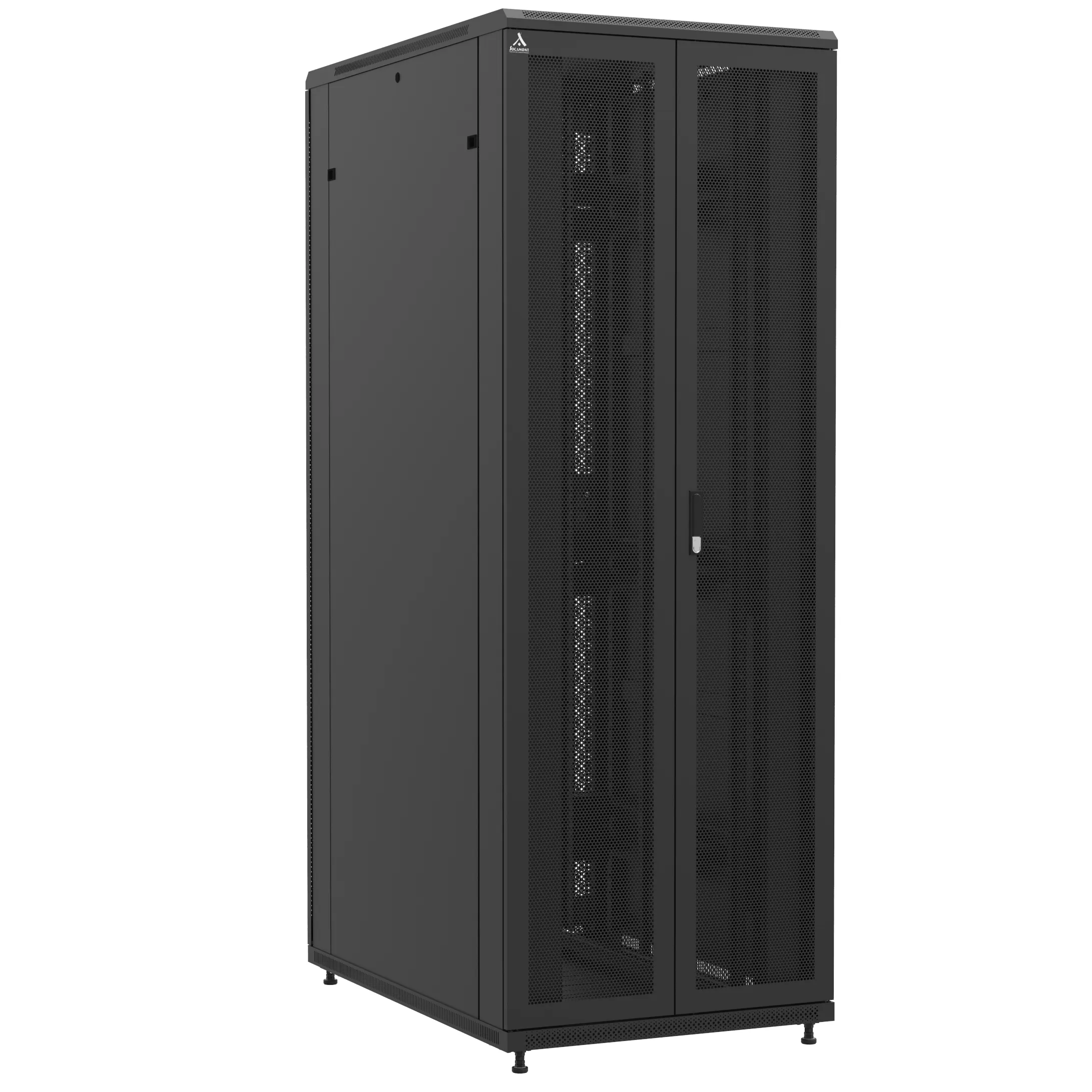 Baie en kit Ligne 1200 47U 800x1200mm, porte avant : Double Nid d'Abeille, porte arrière : Simple Verre, avec panneaux latéraux