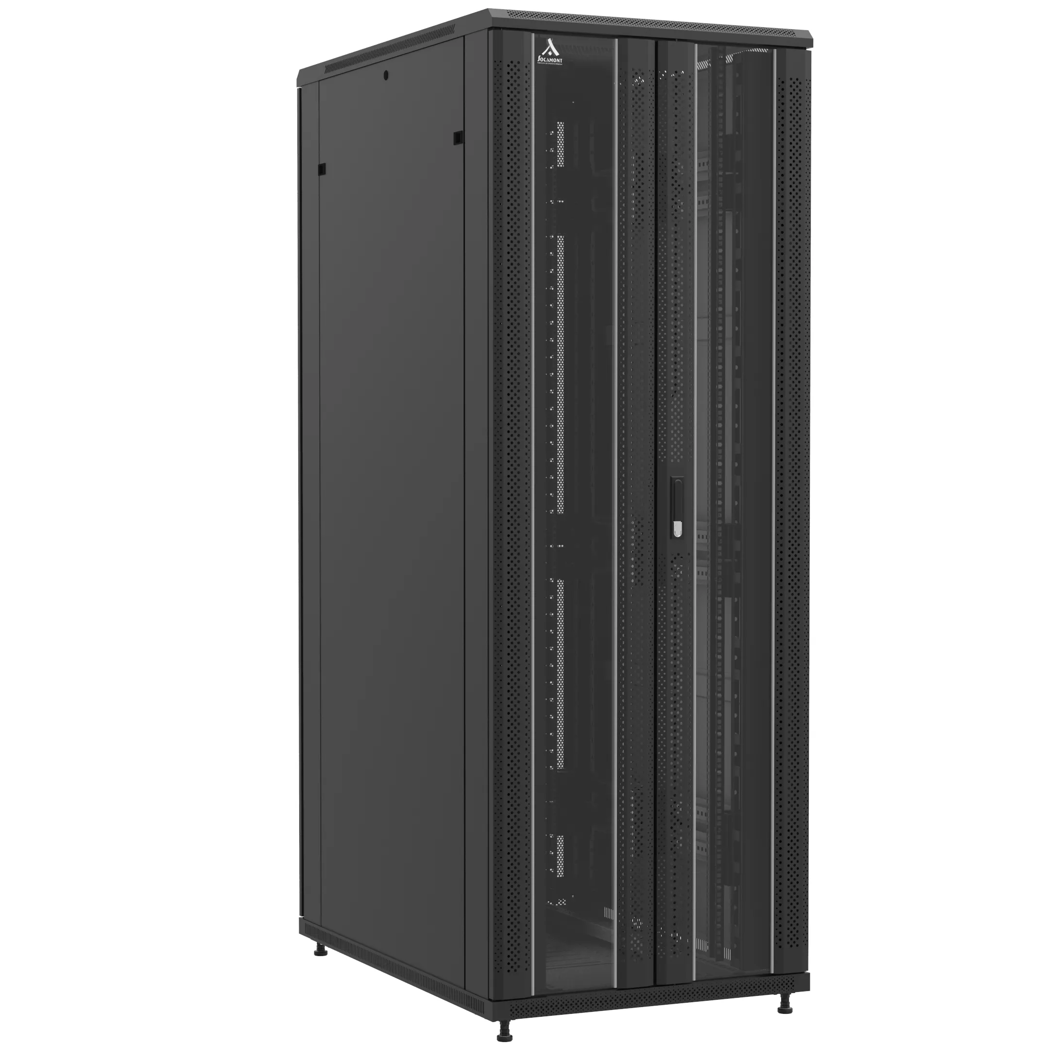 Baie en kit Ligne 1200 47U 800x1200mm, porte avant : Double Verre, porte arrière : Double Nid d'Abeille, avec panneaux latéraux