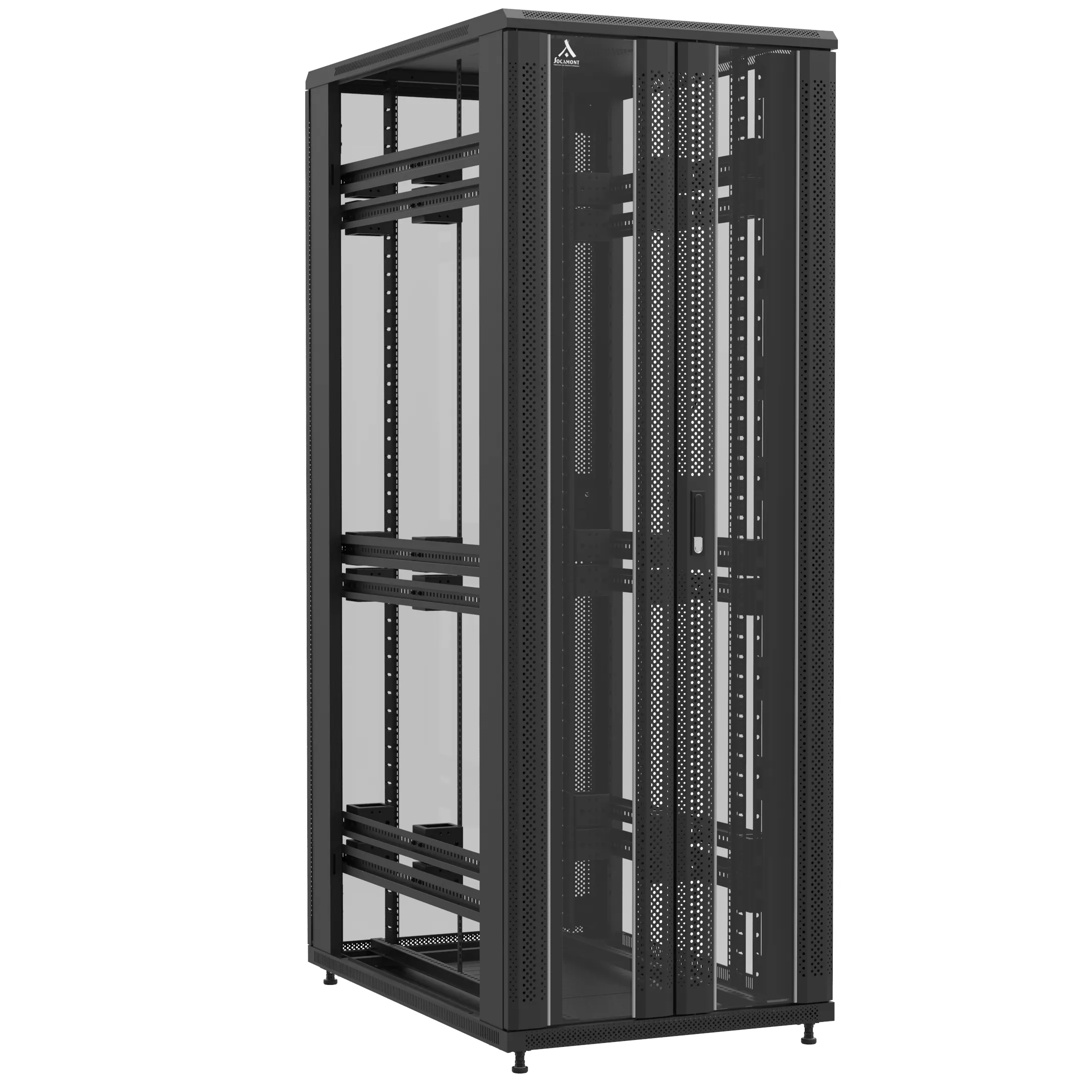 Baie en kit Ligne 1200 47U 800x1200mm, porte avant : Double Verre, porte arrière : Simple Verre, sans panneaux latéraux