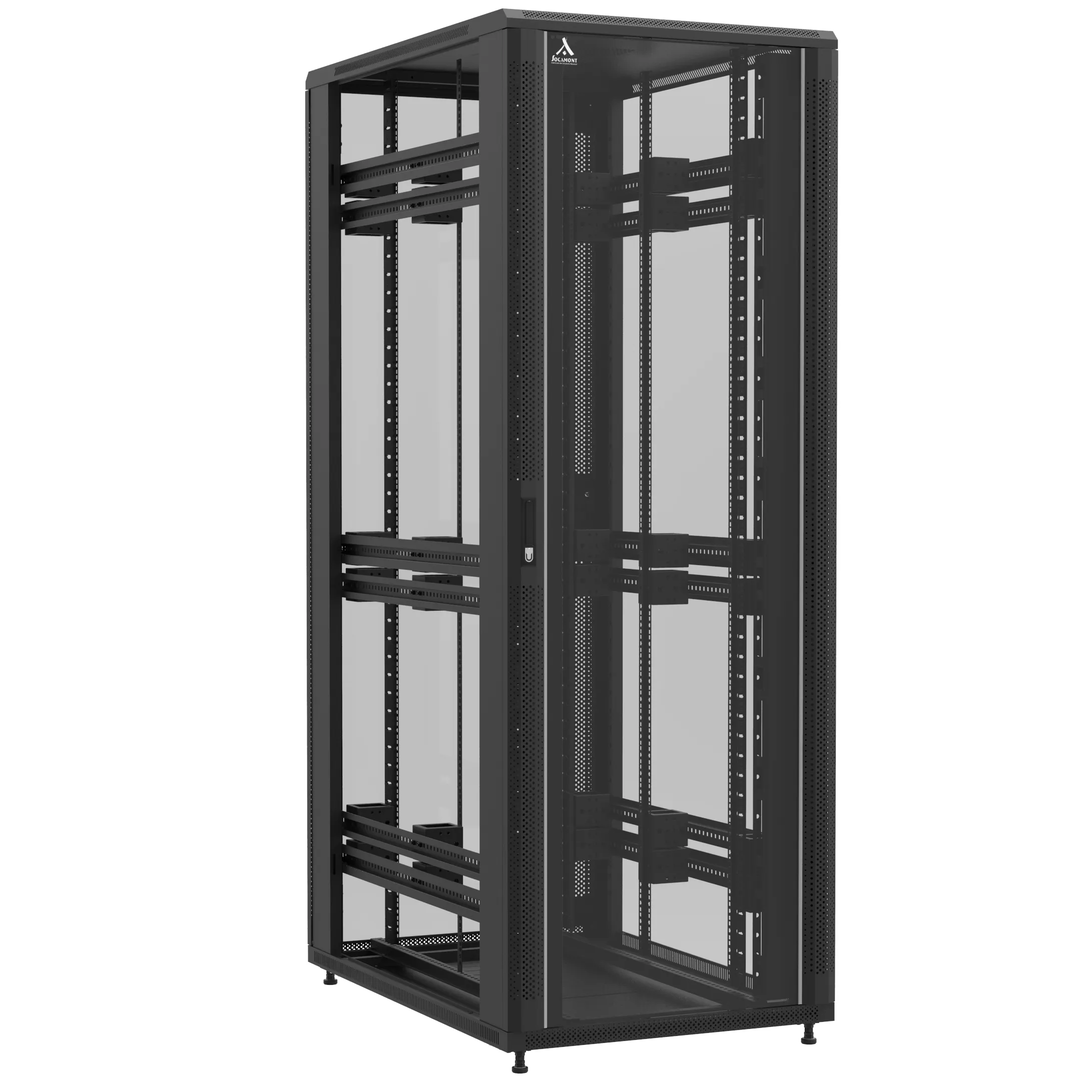 Baie en kit Ligne 1200 47U 800x1200mm, porte avant : Simple Verre, porte arrière : Simple Verre, sans panneaux latéraux