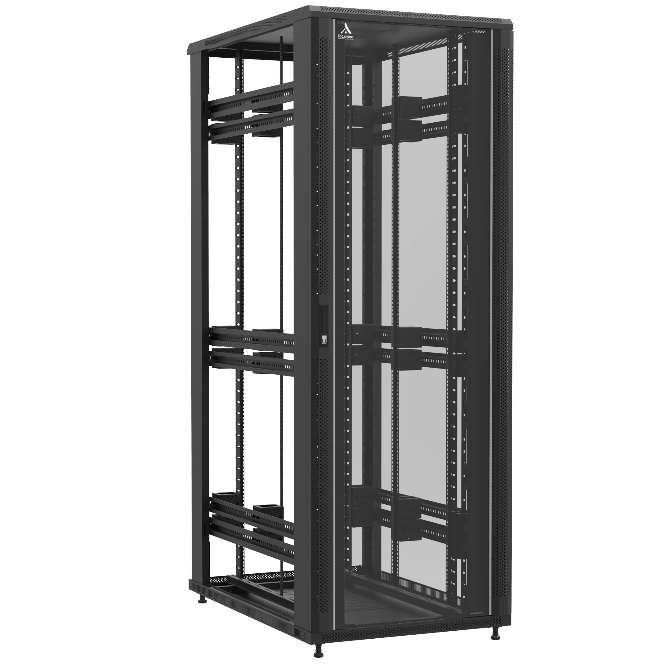 Baie en kit Ligne 1200 47U 800x1200mm, porte avant : Simple Verre, porte arrière : Sans Porte, sans panneaux latéraux