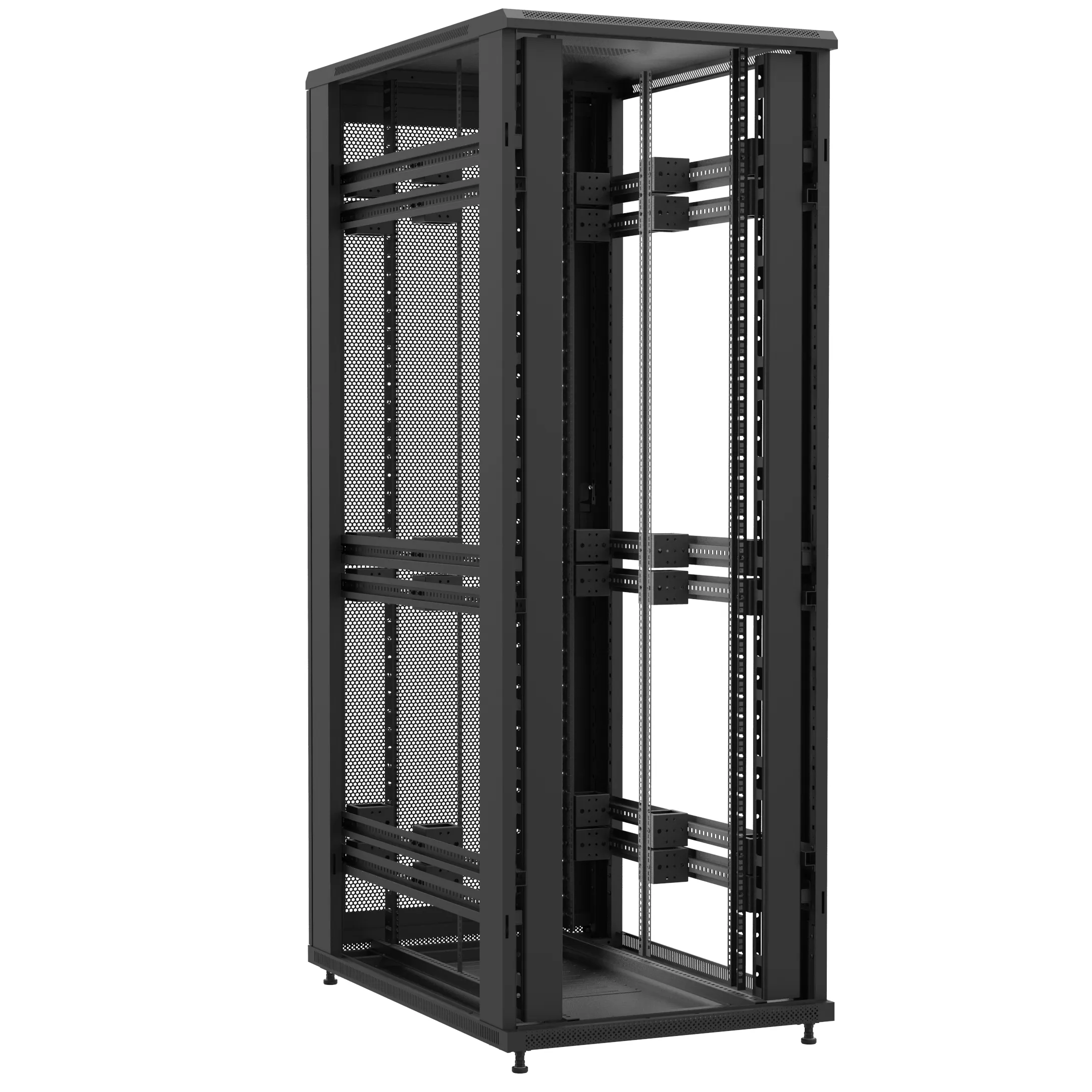 Baie en kit Ligne 1200 47U 800x1200mm, porte avant : Sans Porte, porte arrière : Simple Nid d'Abeille, sans panneaux latéraux