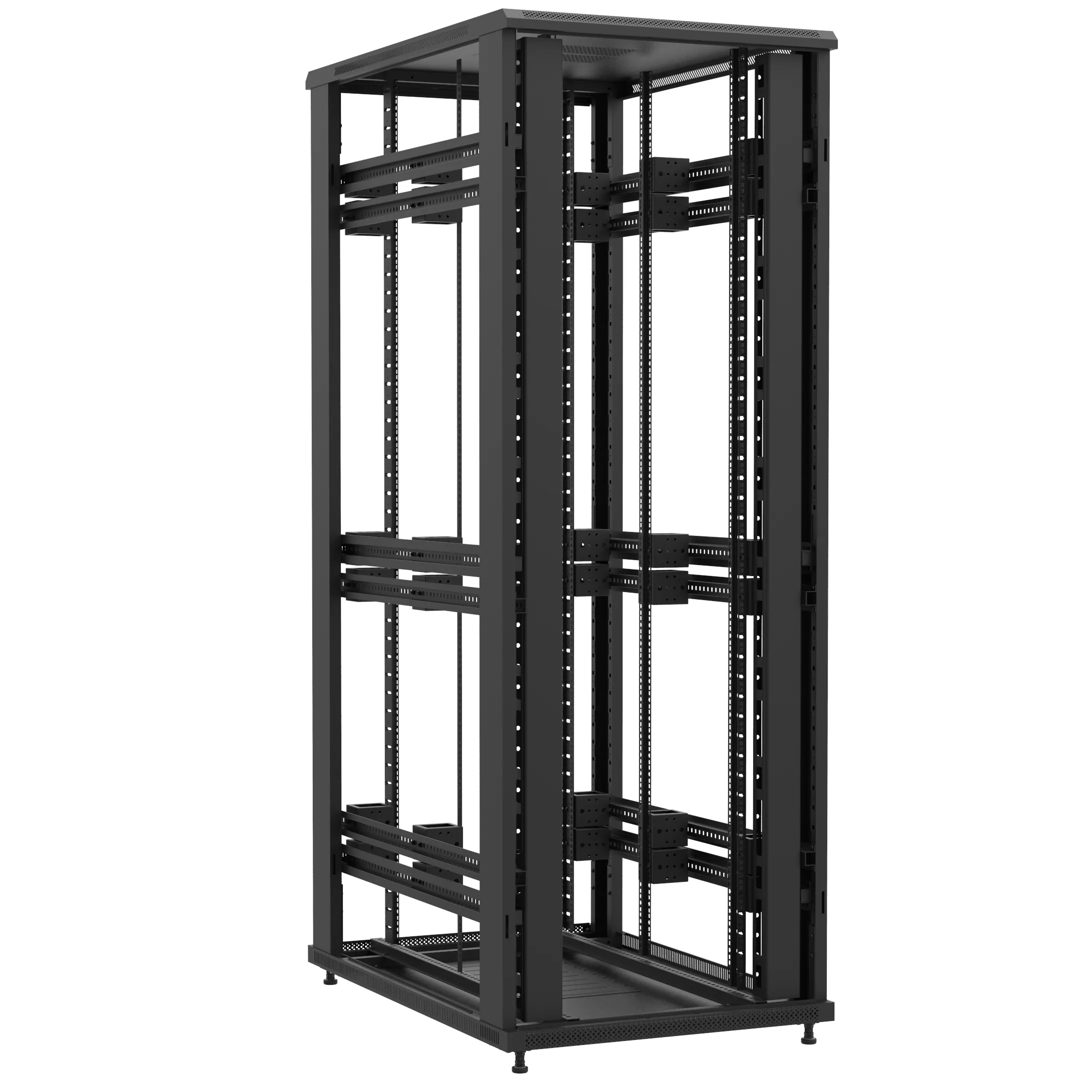 Baie en kit Ligne 1200 47U 800x1200mm, porte avant : Sans Porte, porte arrière : Sans Porte, sans panneaux latéraux