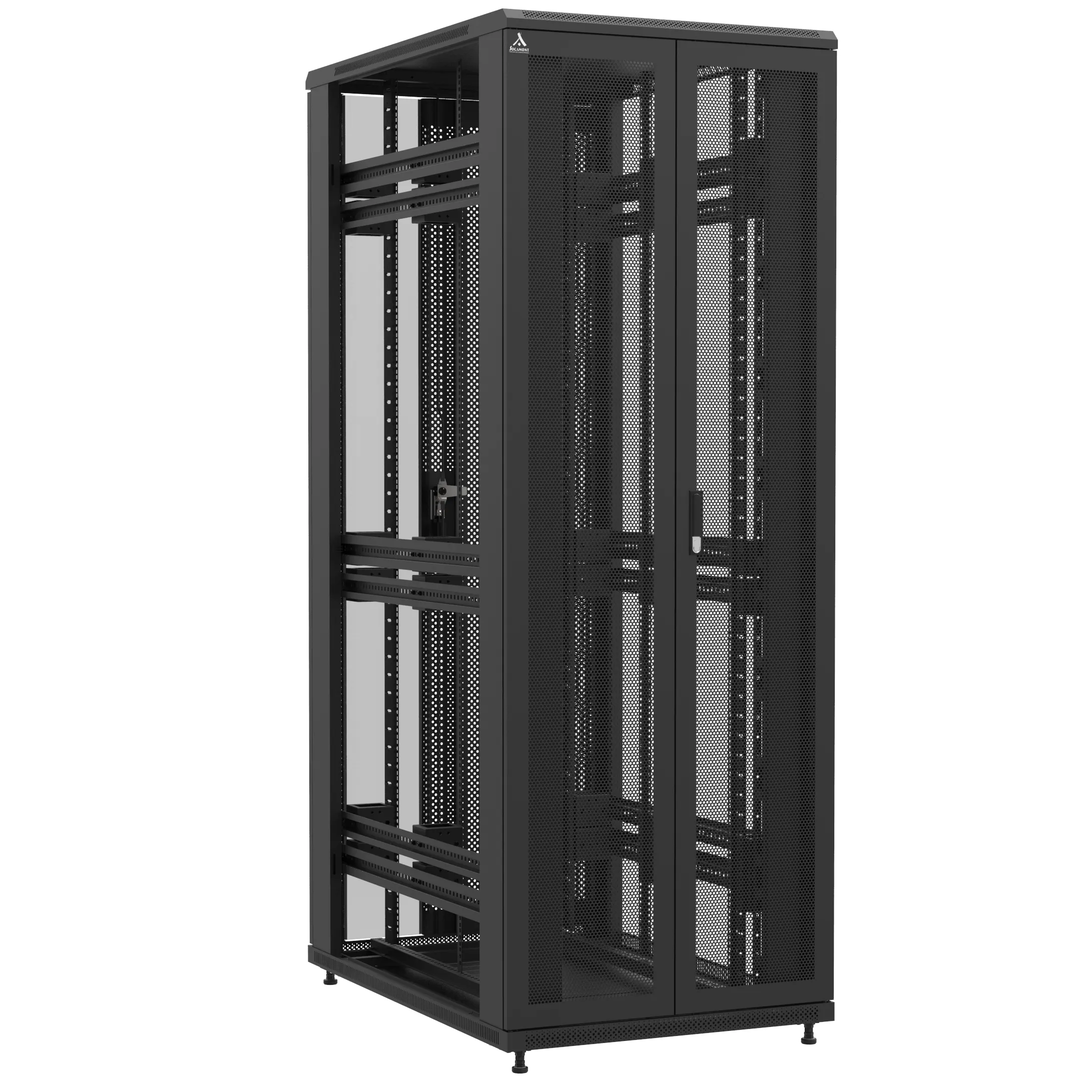 Baie montée Ligne 1200 47U 800x1200mm, porte avant : Double Nid d'Abeille, porte arrière : Double Verre, sans panneaux latéraux
