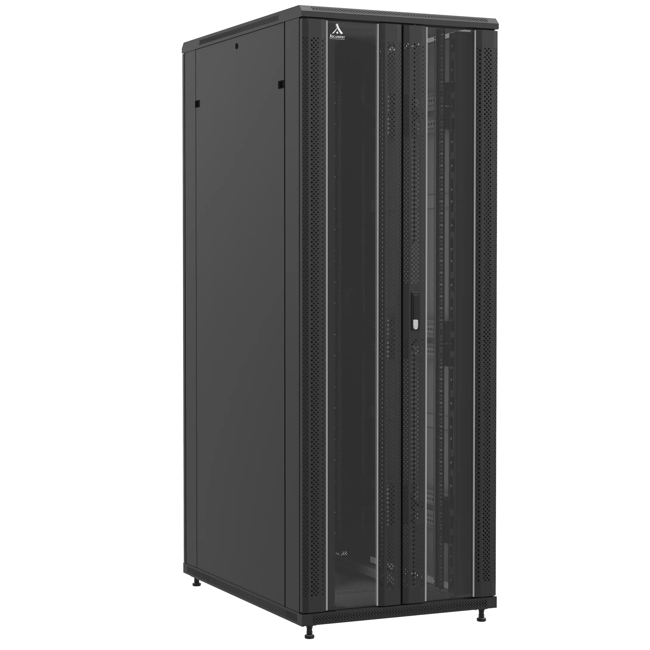 Baie montée Ligne 1200 47U 800x1200mm, porte avant : Double Verre, porte arrière : Simple Nid d'Abeille, avec panneaux latéraux
