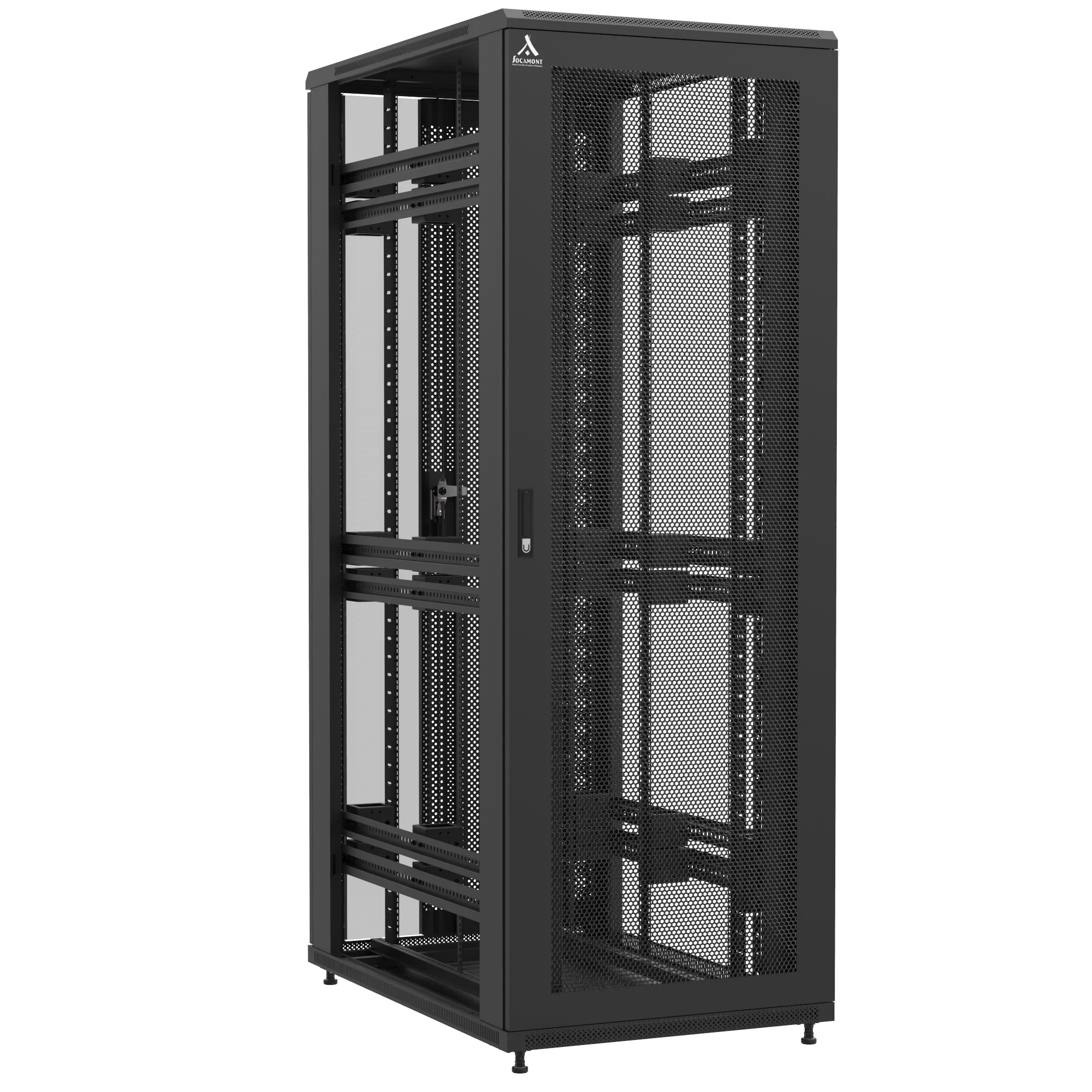 Baie montée Ligne 1200 47U 800x1200mm, porte avant : Simple Nid d'Abeille, porte arrière : Double Verre, sans panneaux latéraux