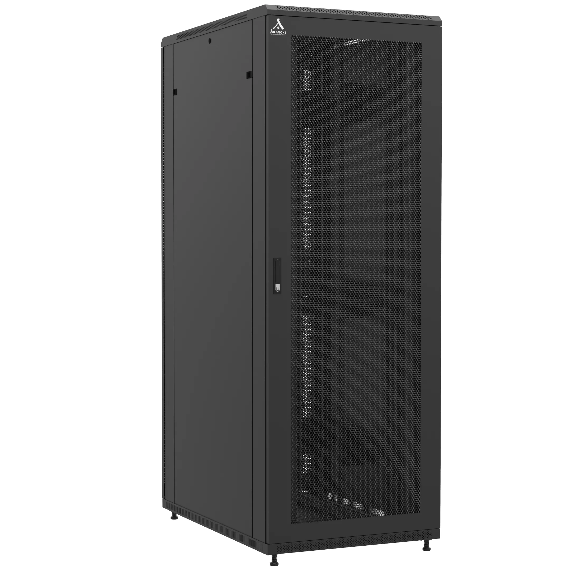 Baie montée Ligne 1200 47U 800x1200mm, porte avant : Simple Nid d'Abeille, porte arrière : Simple Verre, avec panneaux latéraux