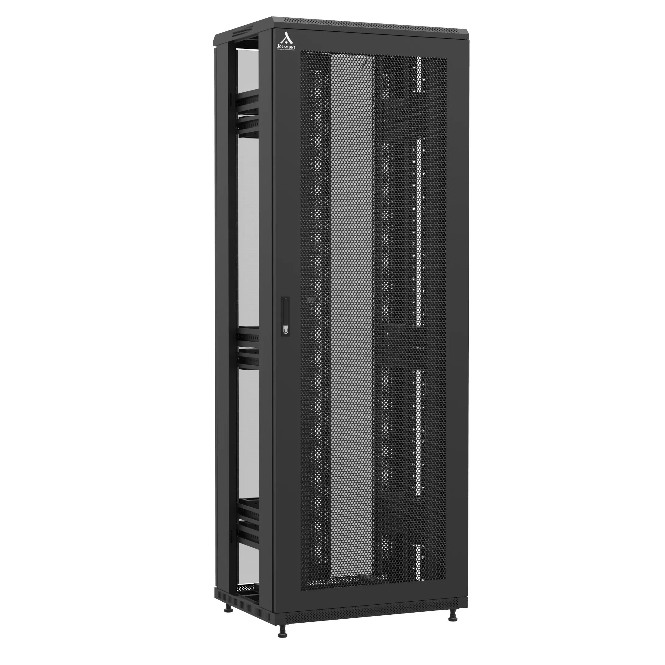Baie en kit Ligne 1200 47U 800x600mm, porte avant : Simple Nid d'Abeille, porte arrière : Double Verre, sans panneaux latéraux