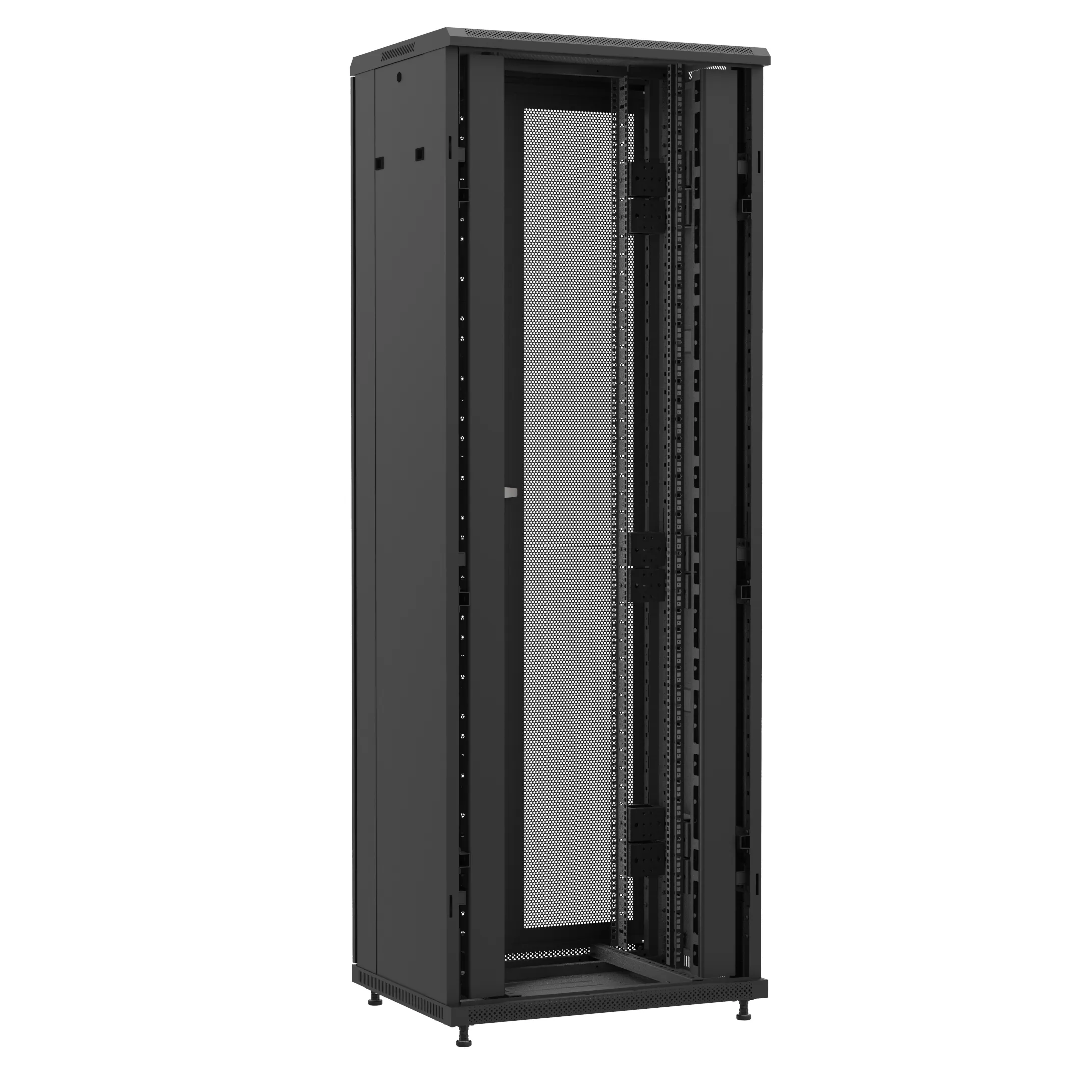 Baie en kit Ligne 1200 47U 800x600mm, porte avant : Sans Porte, porte arrière : Double Nid d'Abeille, avec panneaux latéraux