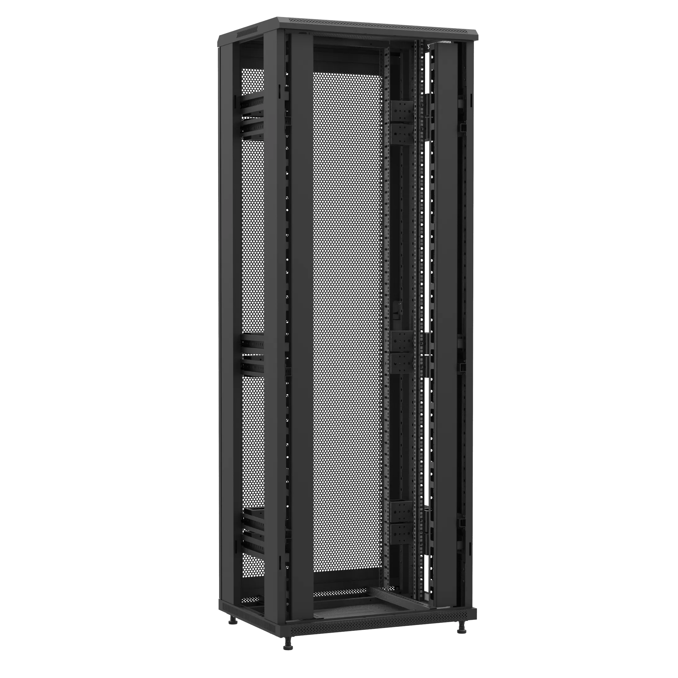 Baie en kit Ligne 1200 47U 800x600mm, porte avant : Sans Porte, porte arrière : Simple Nid d'Abeille, sans panneaux latéraux