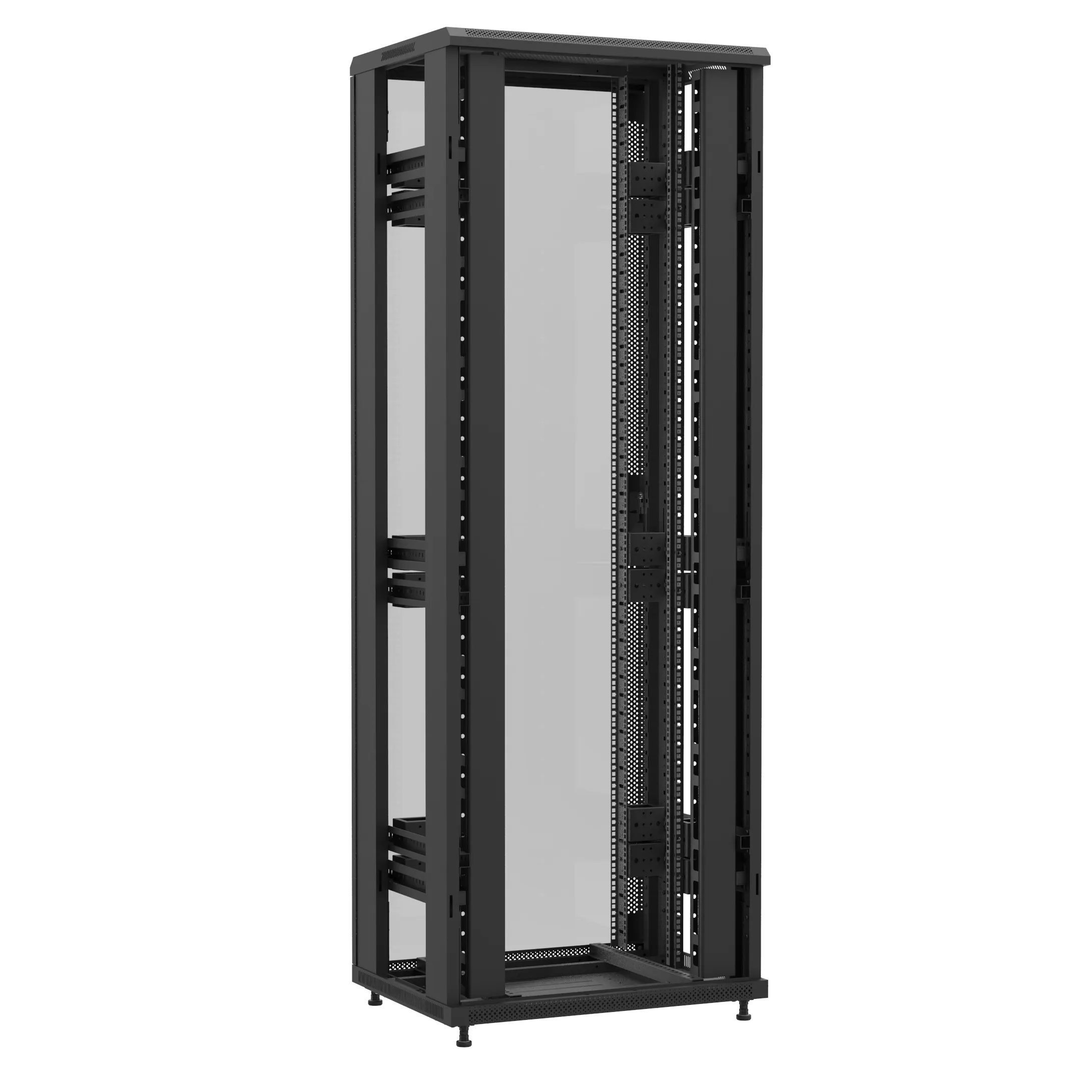 Baie en kit Ligne 1200 47U 800x600mm, porte avant : Sans Porte, porte arrière : Simple Verre, sans panneaux latéraux