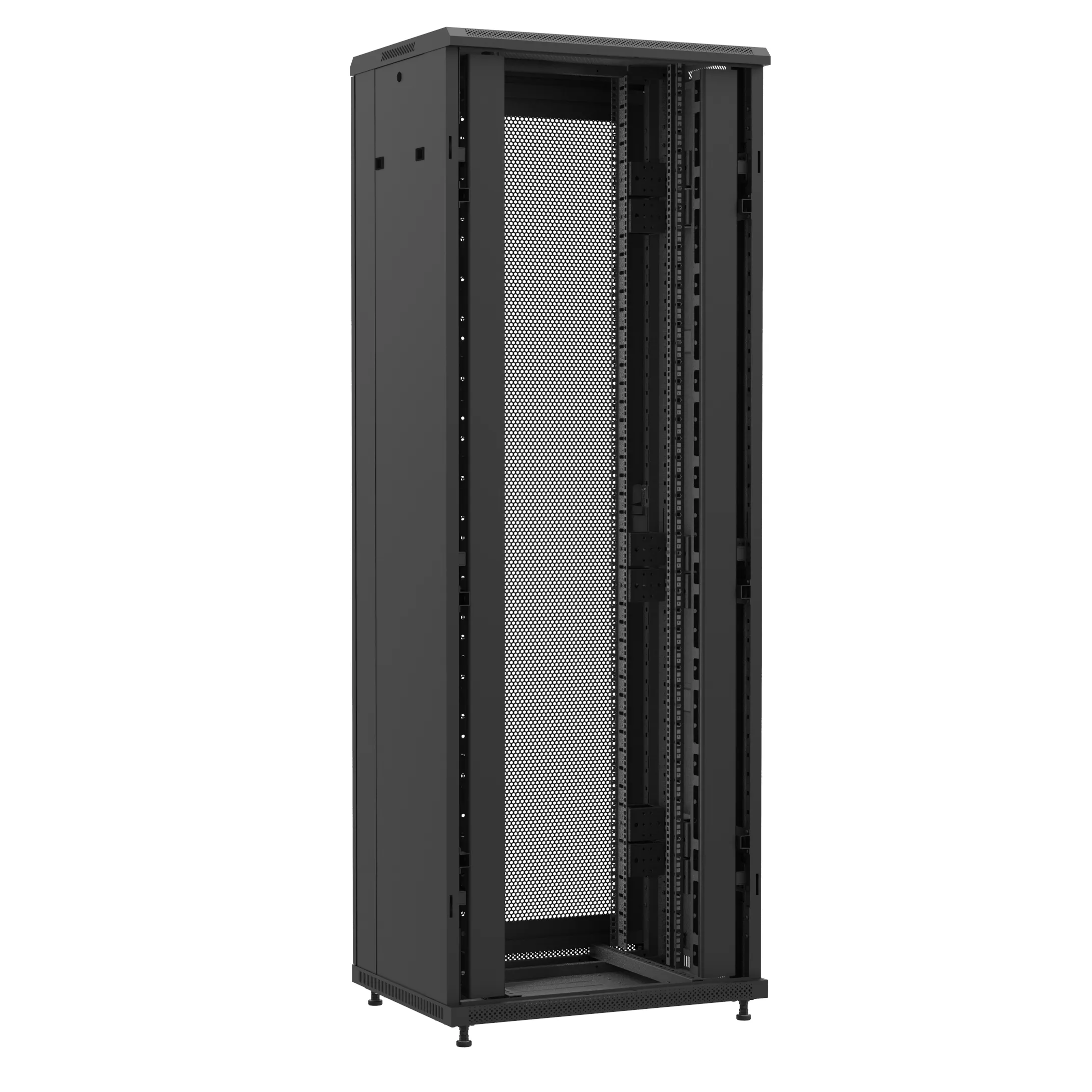 Baie montée Ligne 1200 47U 800x600mm, porte avant : Sans Porte, porte arrière : Simple Nid d'Abeille, avec panneaux latéraux