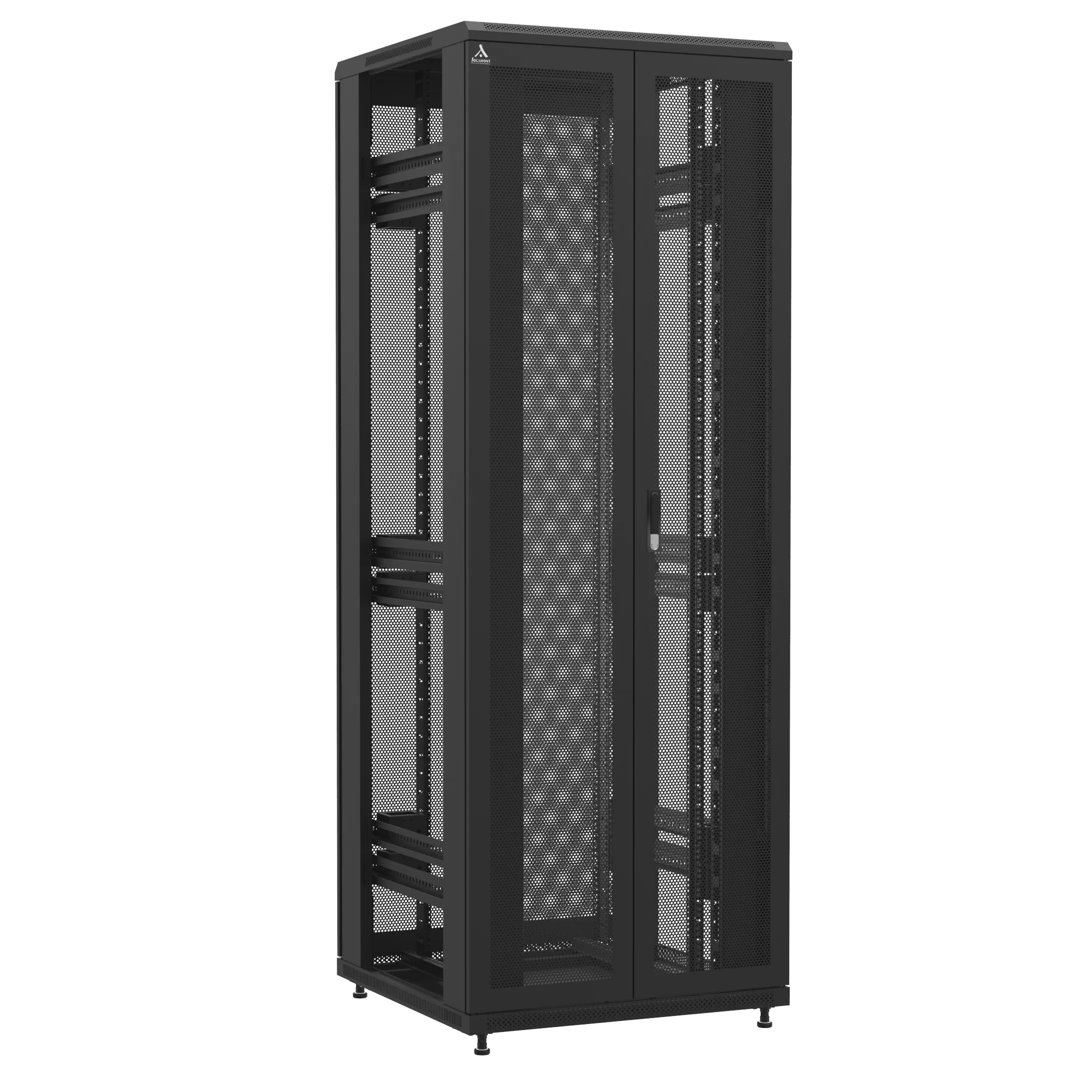 Baie en kit Ligne 1200 47U 800x800mm, porte avant : Double Nid d'Abeille, porte arrière : Double Nid d'Abeille, sans panneaux latéraux