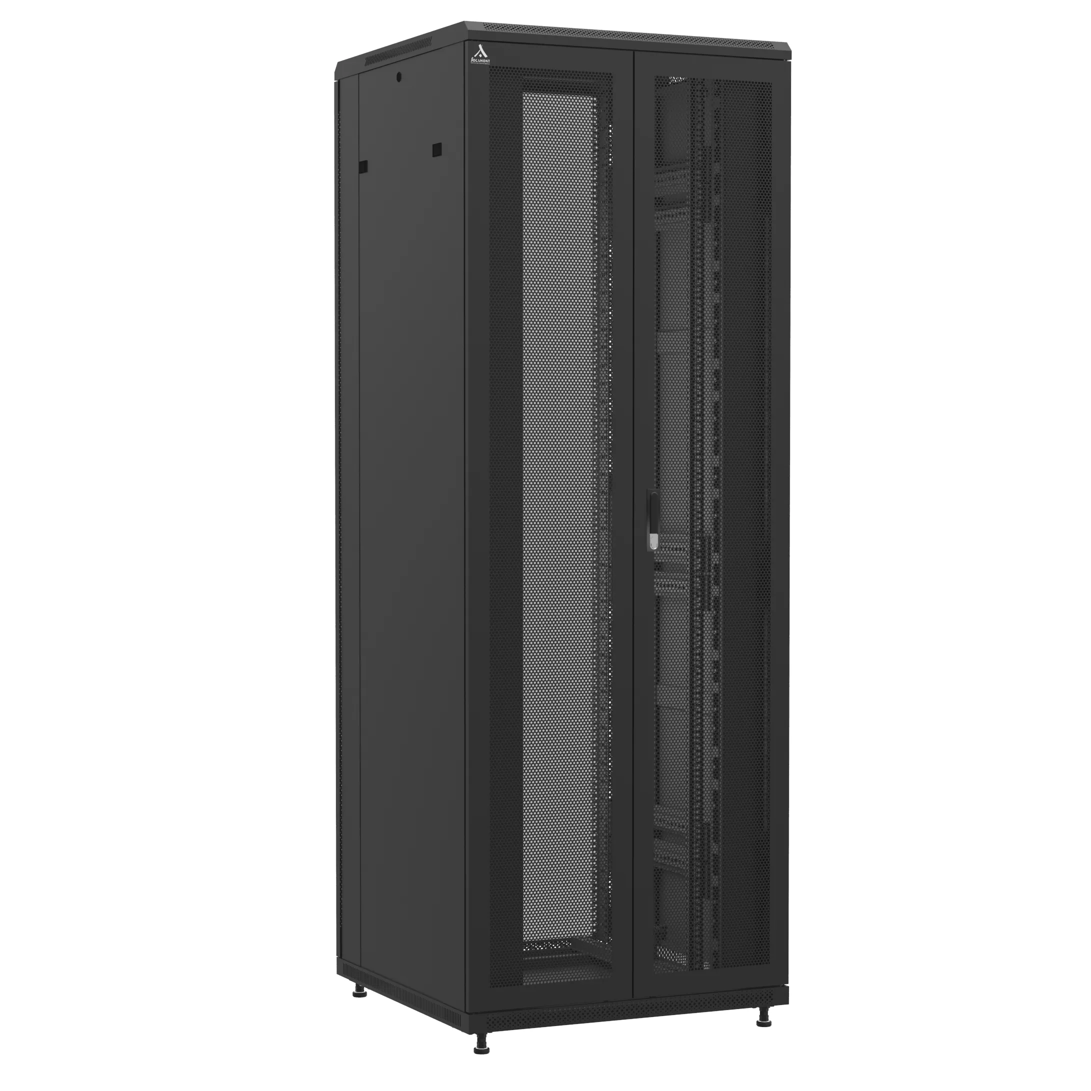 Baie en kit Ligne 1200 47U 800x800mm, porte avant : Double Nid d'Abeille, porte arrière : Simple Verre, avec panneaux latéraux