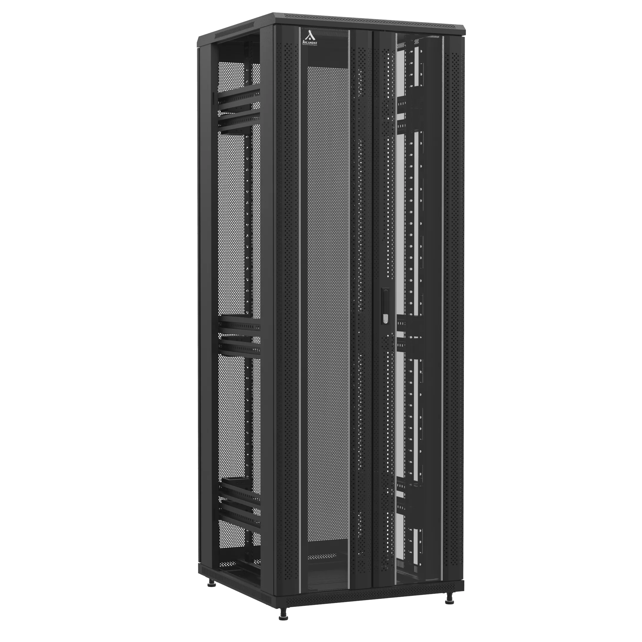 Baie en kit Ligne 1200 47U 800x800mm, porte avant : Double Verre, porte arrière : Double Nid d'Abeille, sans panneaux latéraux