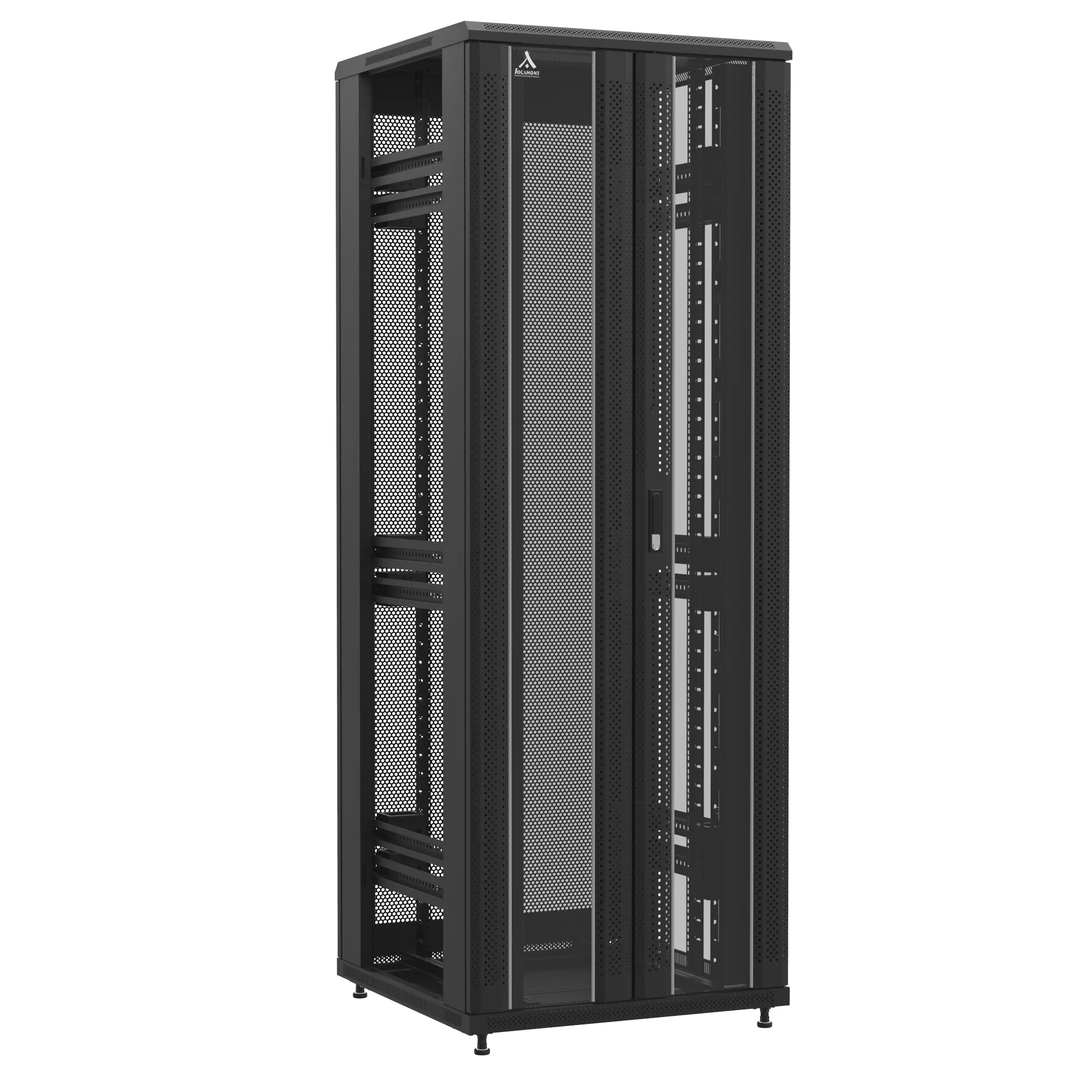Baie en kit Ligne 1200 47U 800x800mm, porte avant : Double Verre, porte arrière : Simple Nid d'Abeille, sans panneaux latéraux