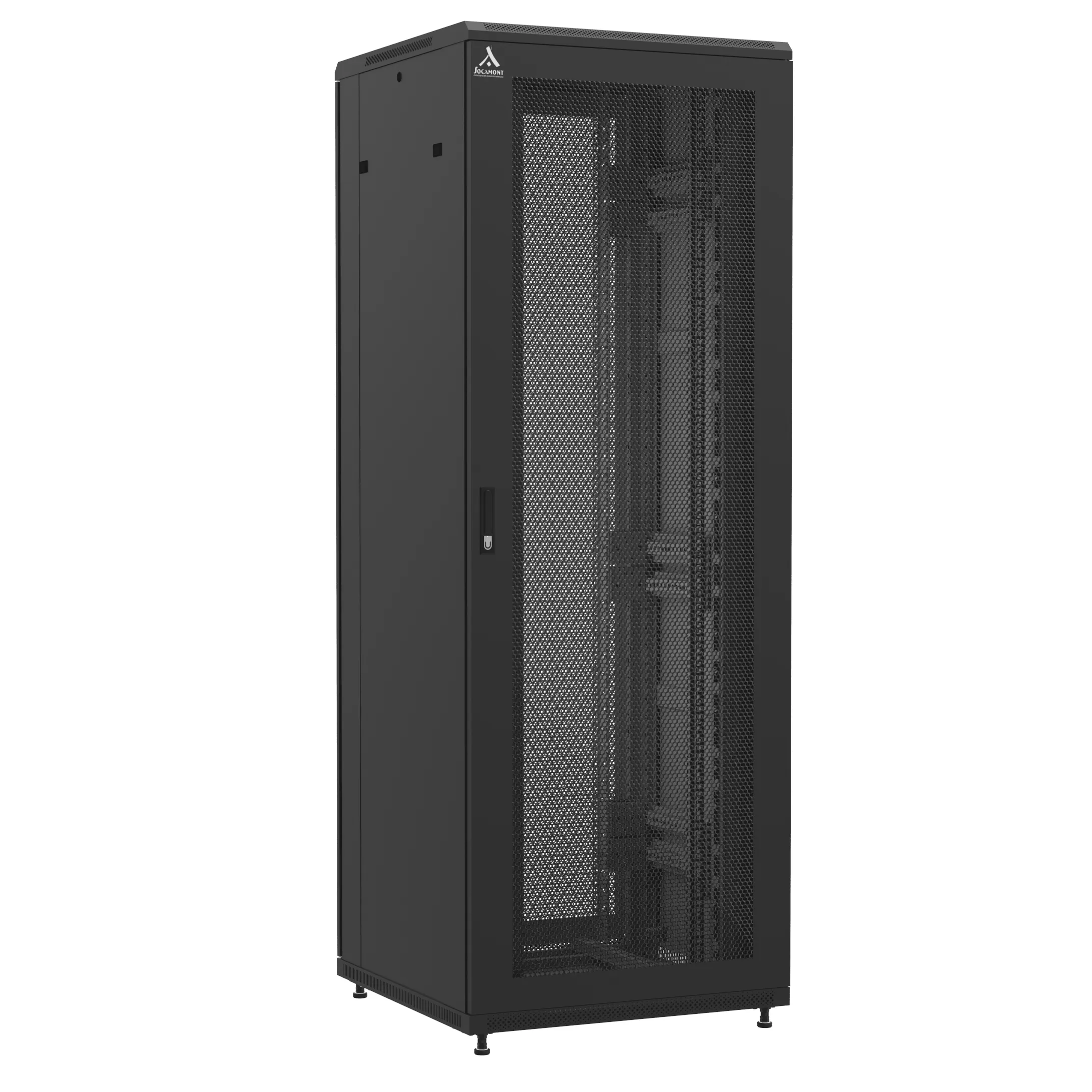 Baie en kit Ligne 1200 47U 800x800mm, porte avant : Simple Nid d'Abeille, porte arrière : Double Nid d'Abeille, avec panneaux latéraux