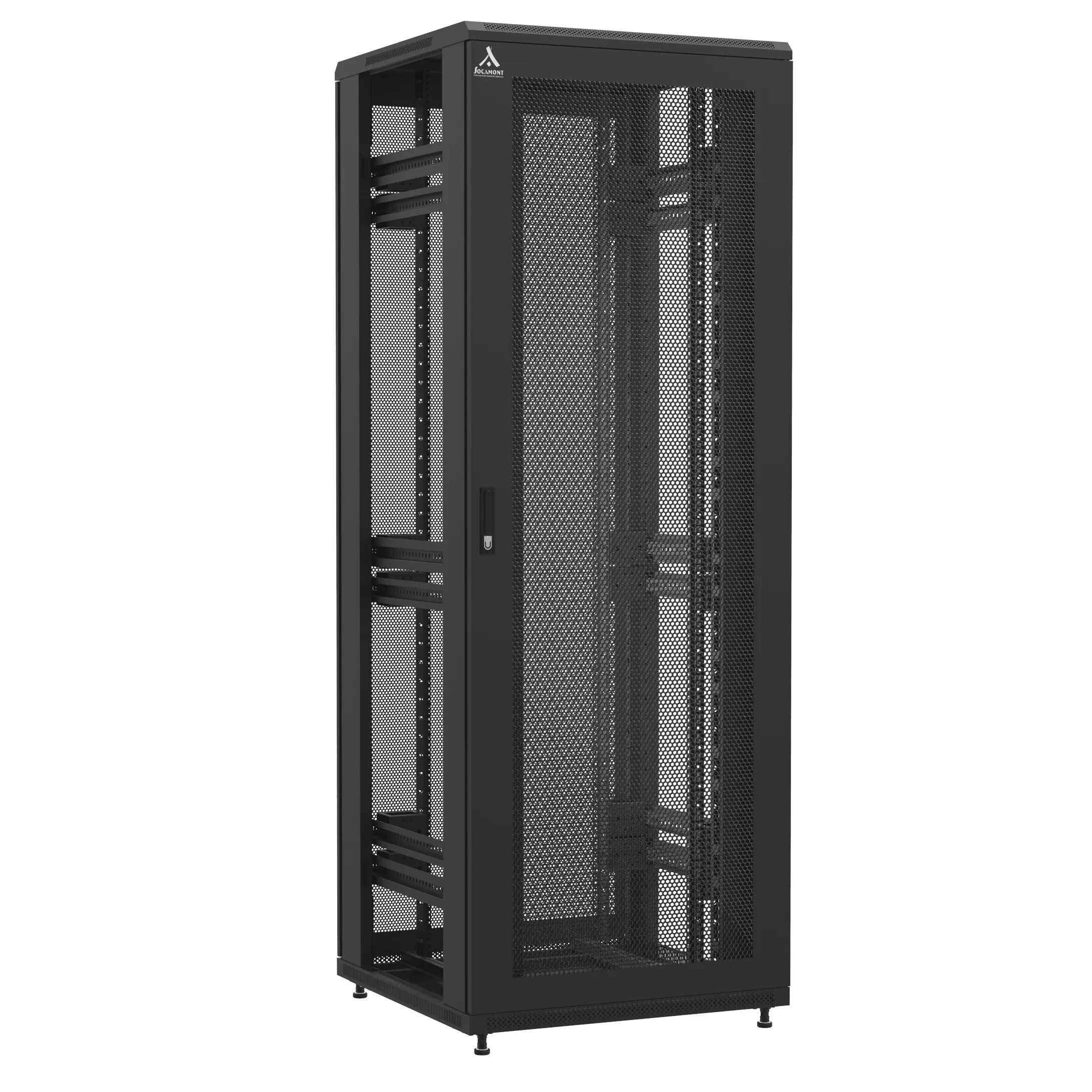 Baie en kit Ligne 1200 47U 800x800mm, porte avant : Simple Nid d'Abeille, porte arrière : Double Nid d'Abeille, sans panneaux latéraux