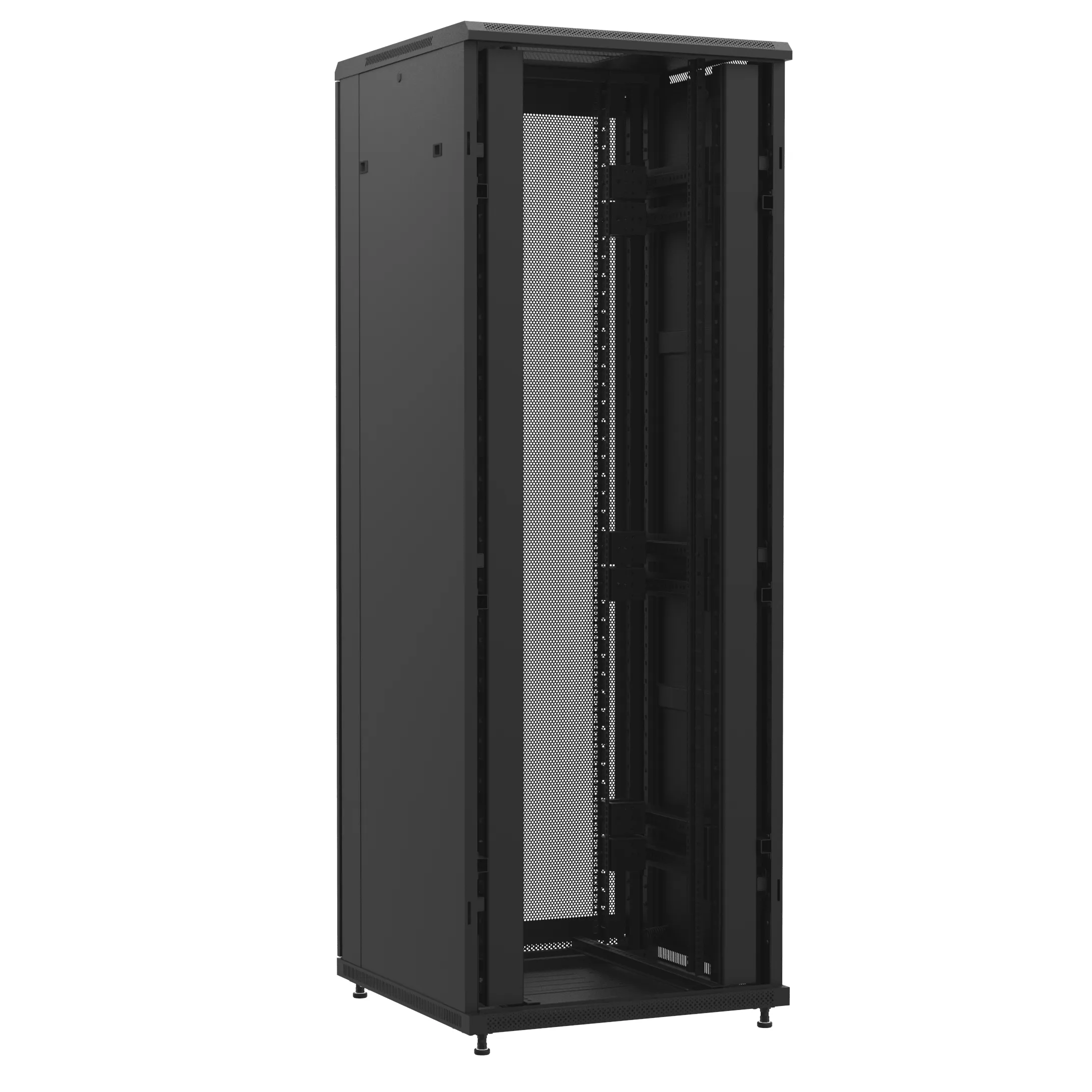 Baie en kit Ligne 1200 47U 800x800mm, porte avant : Sans Porte, porte arrière : Double Nid d'Abeille, avec panneaux latéraux