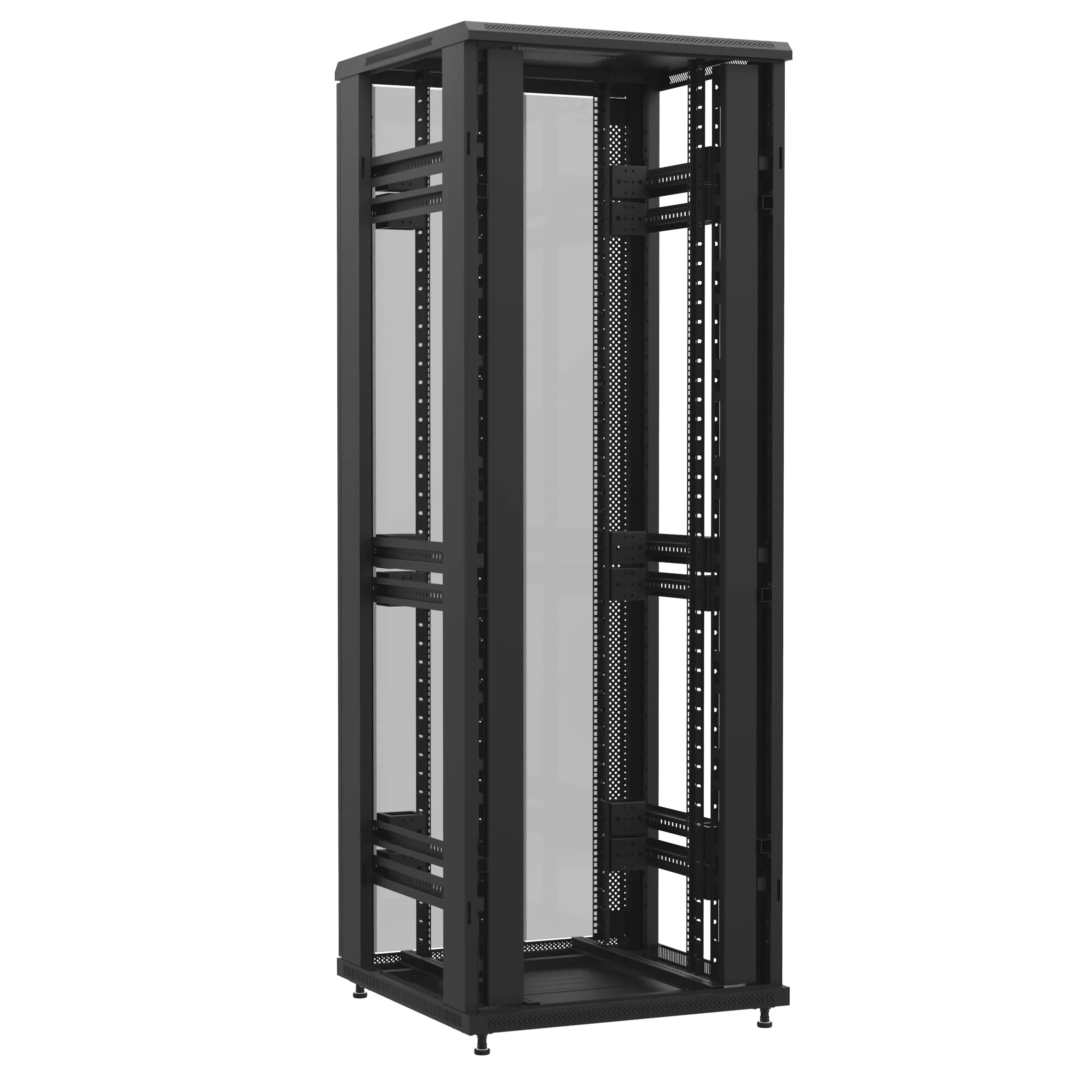 Baie en kit Ligne 1200 47U 800x800mm, porte avant : Sans Porte, porte arrière : Double Verre, sans panneaux latéraux