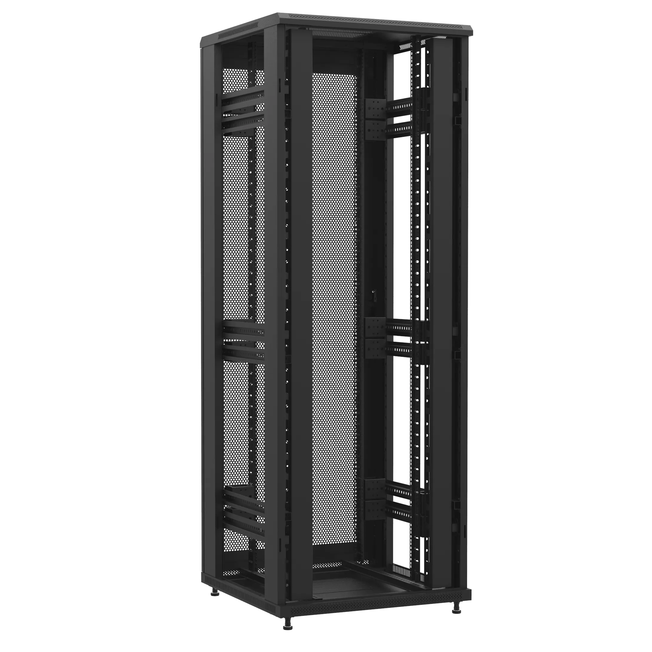 Baie en kit Ligne 1200 47U 800x800mm, porte avant : Sans Porte, porte arrière : Simple Nid d'Abeille, sans panneaux latéraux