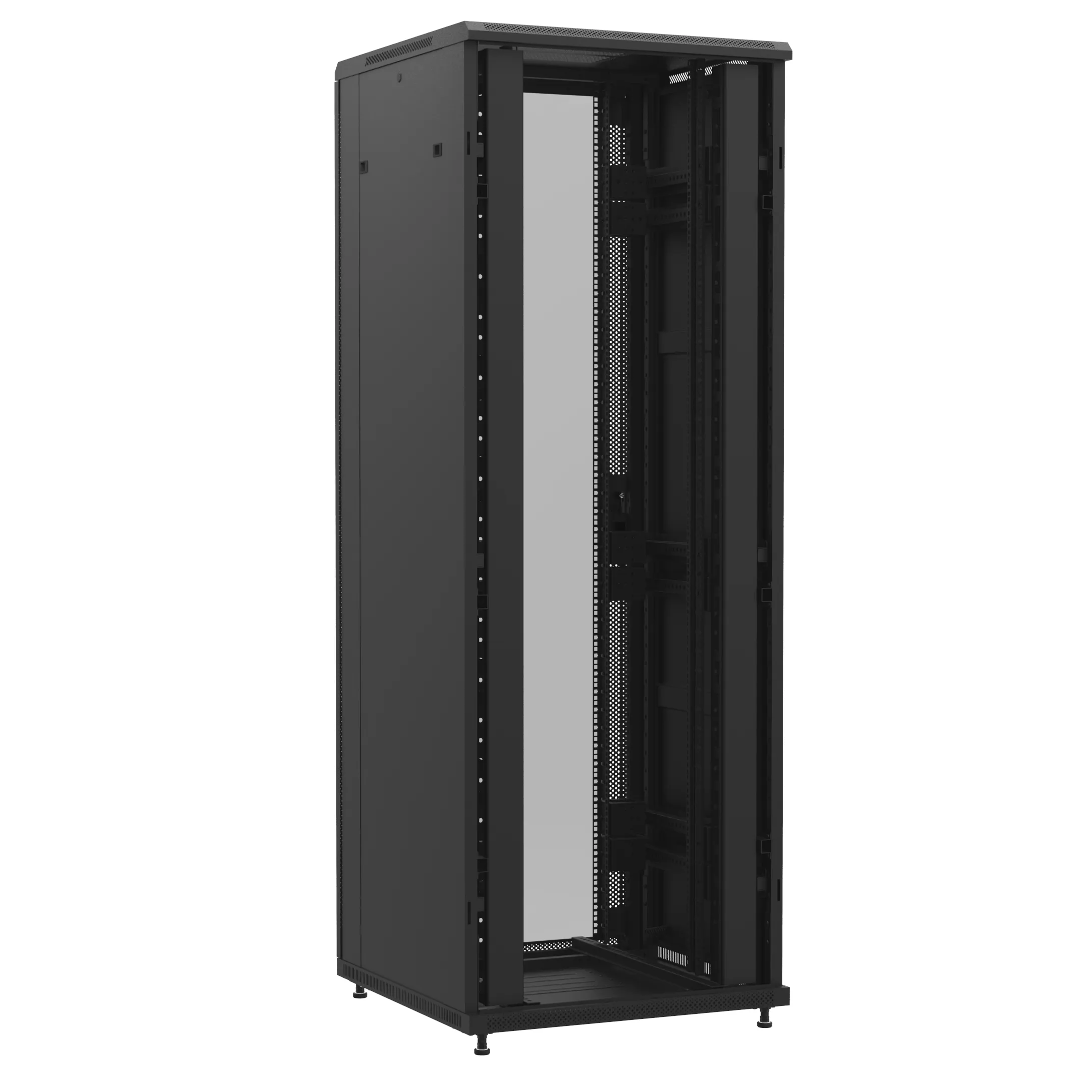 Baie en kit Ligne 1200 47U 800x800mm, porte avant : Sans Porte, porte arrière : Simple Verre, avec panneaux latéraux